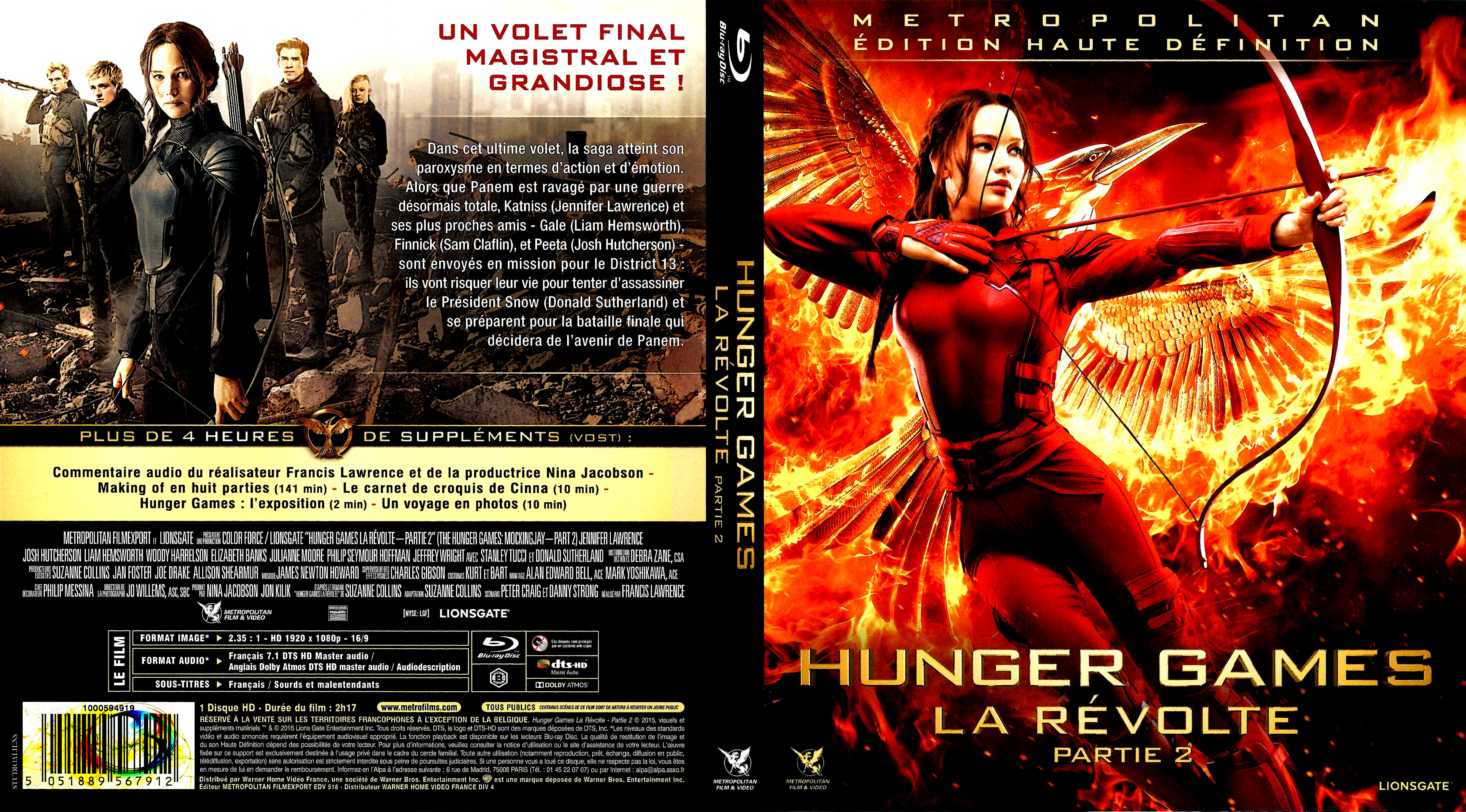 Jaquette DVD Hunger Games La Rvolte : Partie 2 (BLU-RAY)