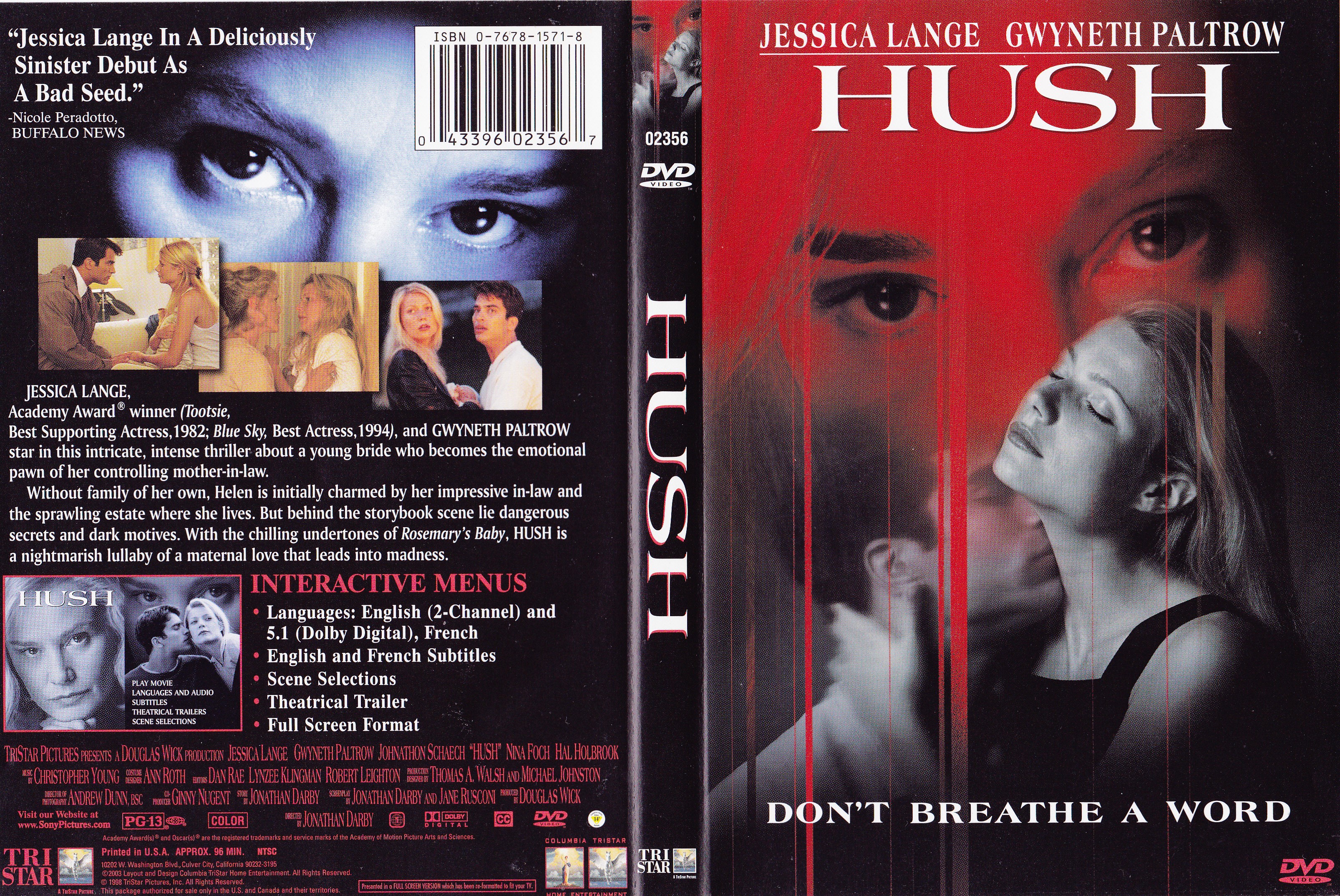 Jaquette DVD Hush (Canadienne)
