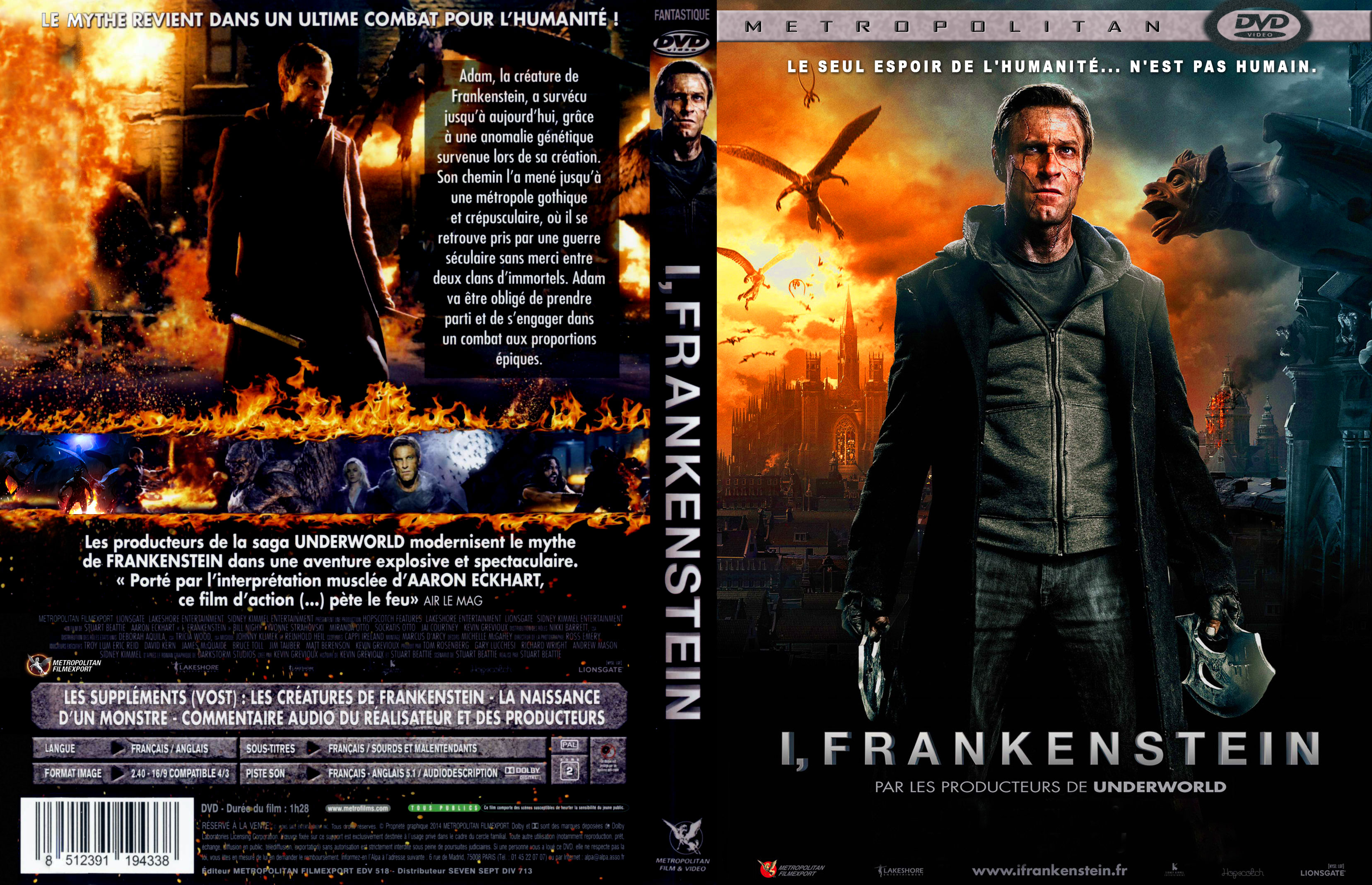 Jaquette DVD I, Frankenstein