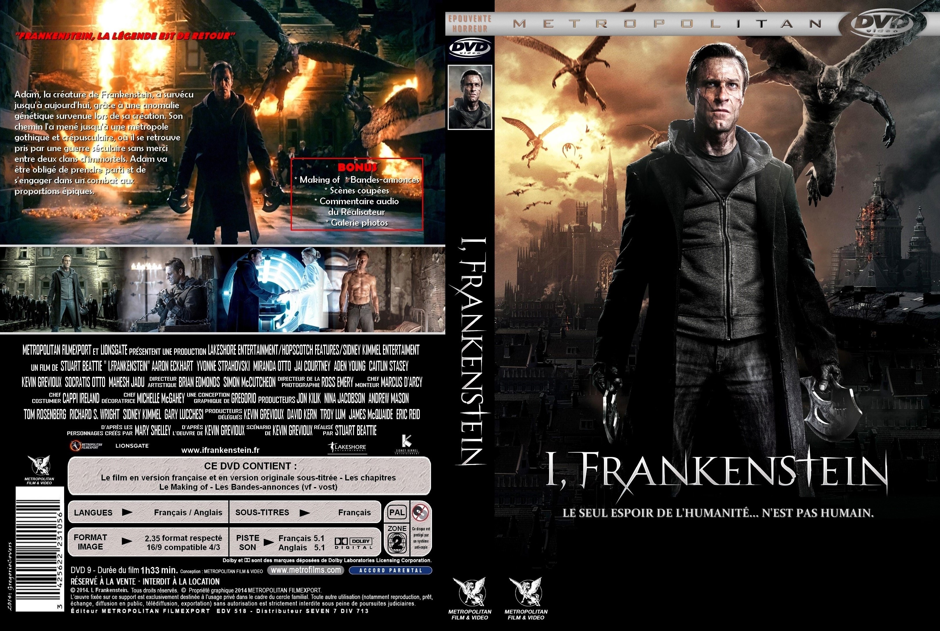 Jaquette DVD I, Frankenstein custom