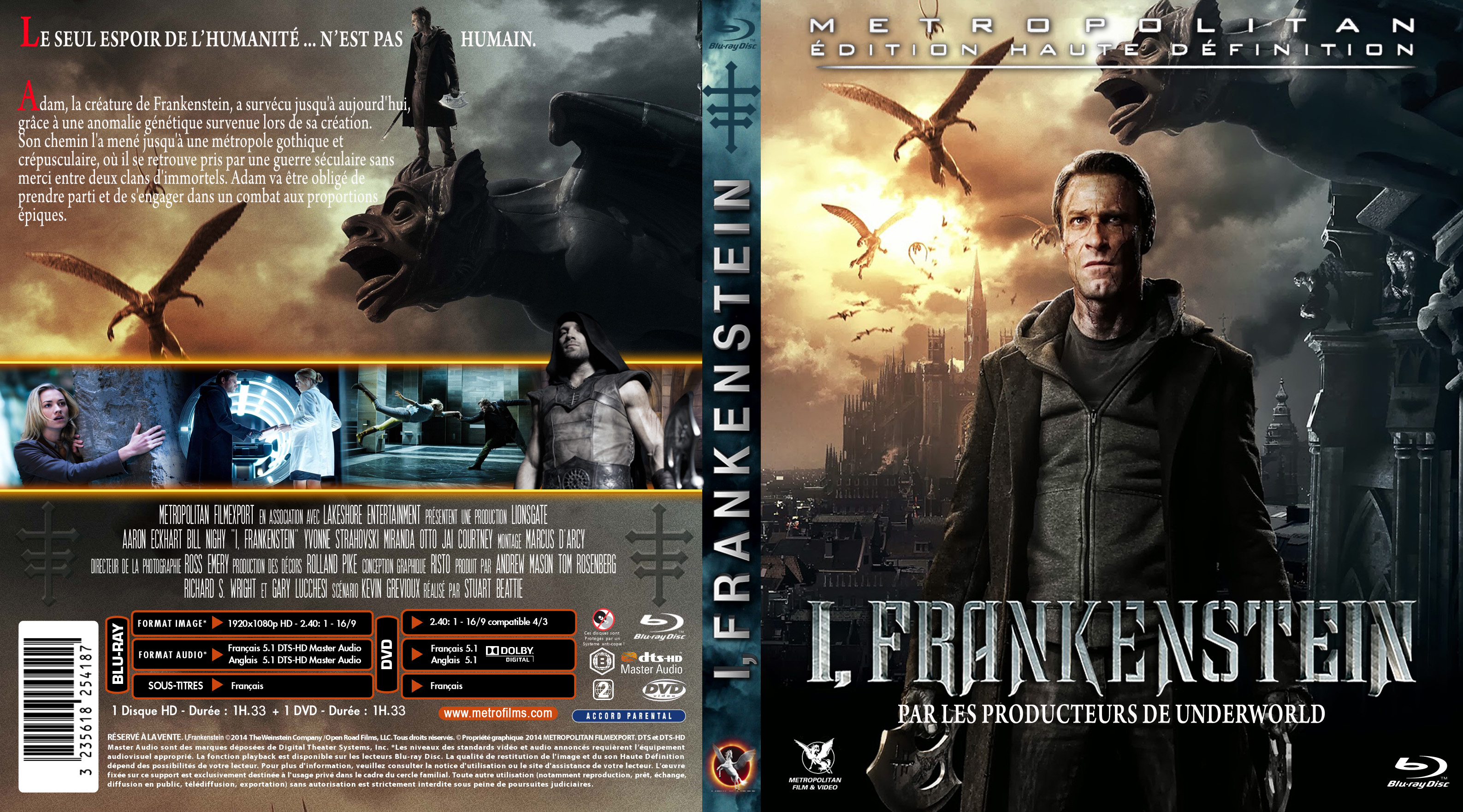 Jaquette DVD I, Frankenstein custom (BLU-RAY)