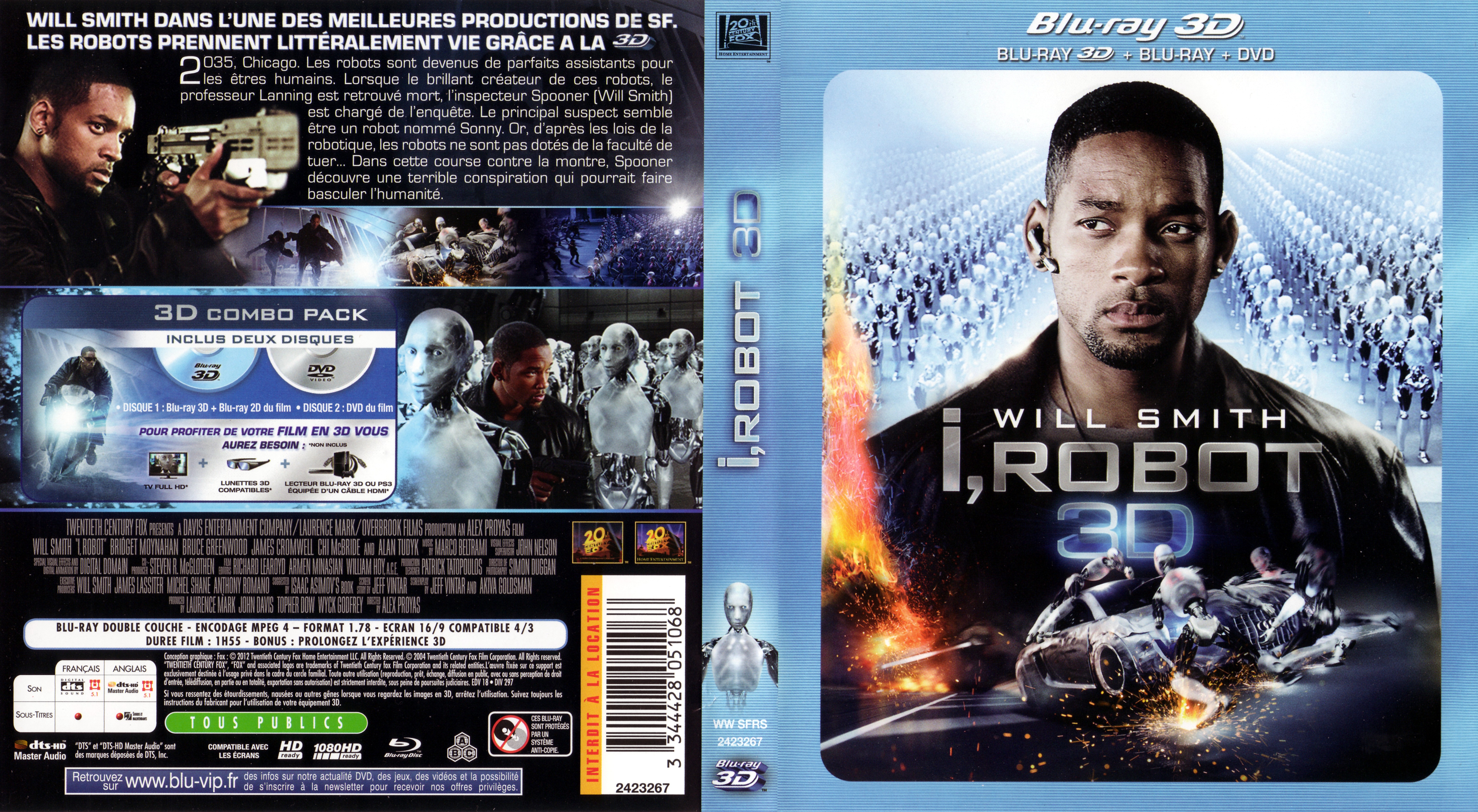 Jaquette DVD I Robot 3D (BLU-RAY)