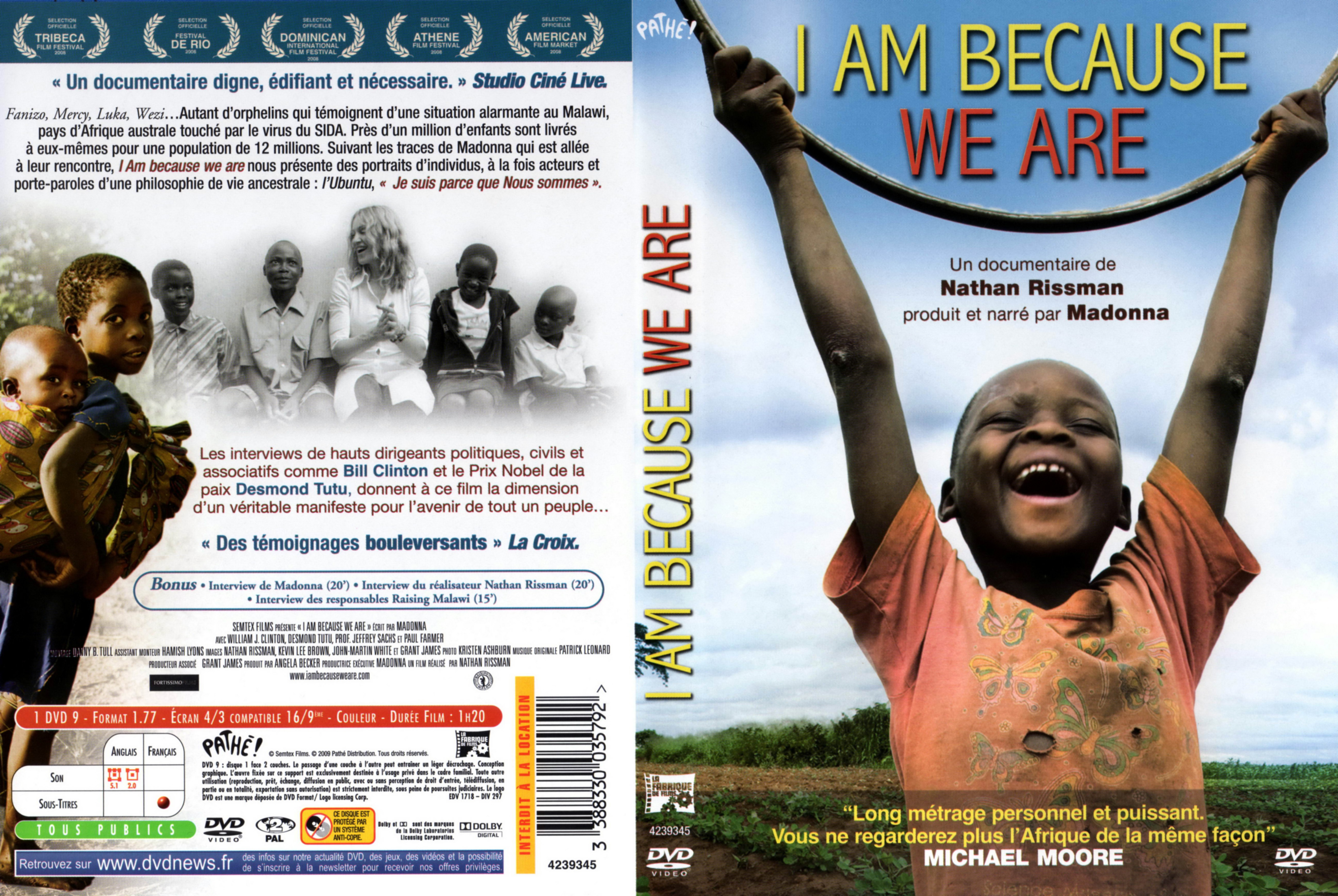 Jaquette DVD I am because we are