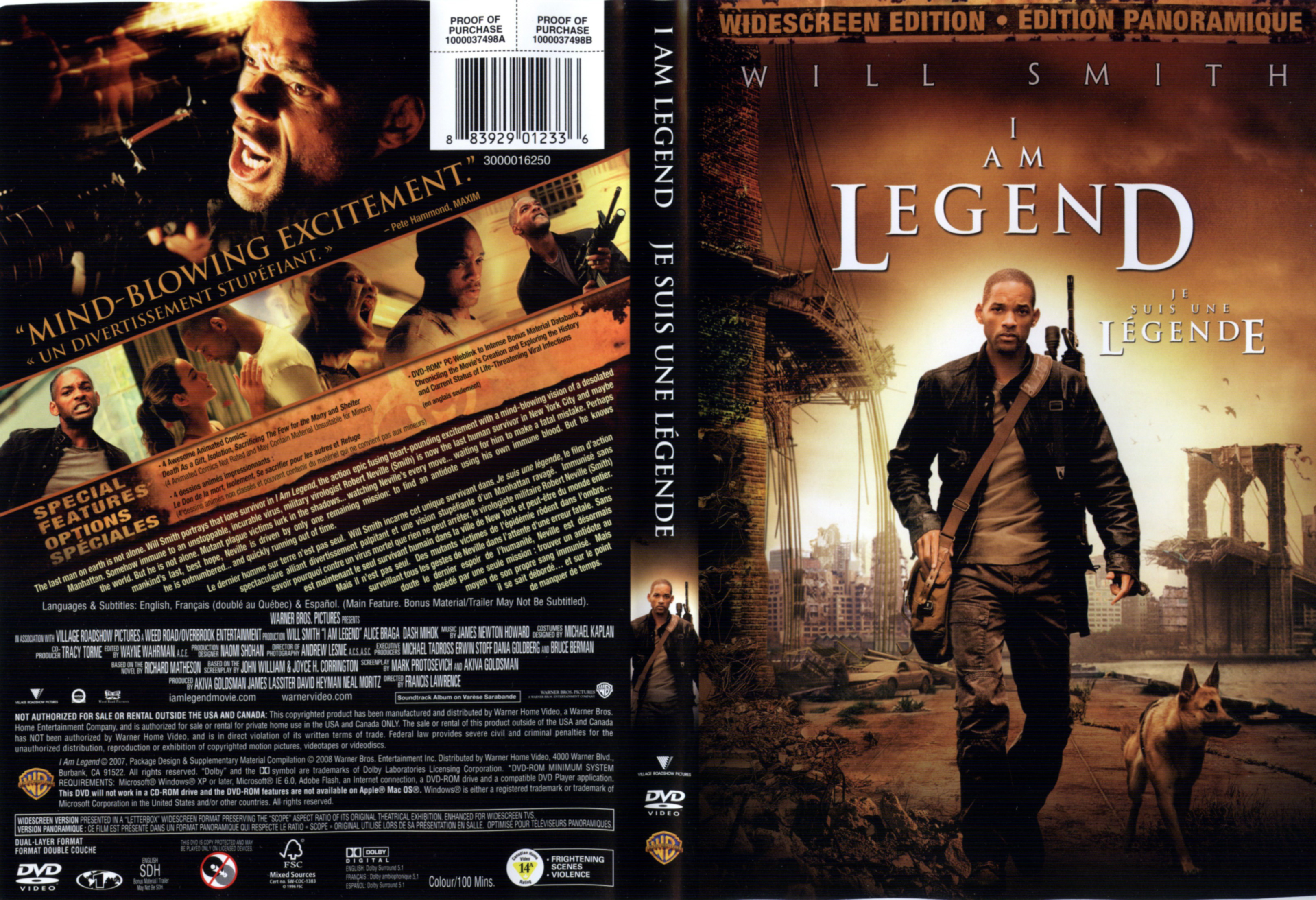 Jaquette DVD I am legend - Je suis une lgende Zone 1