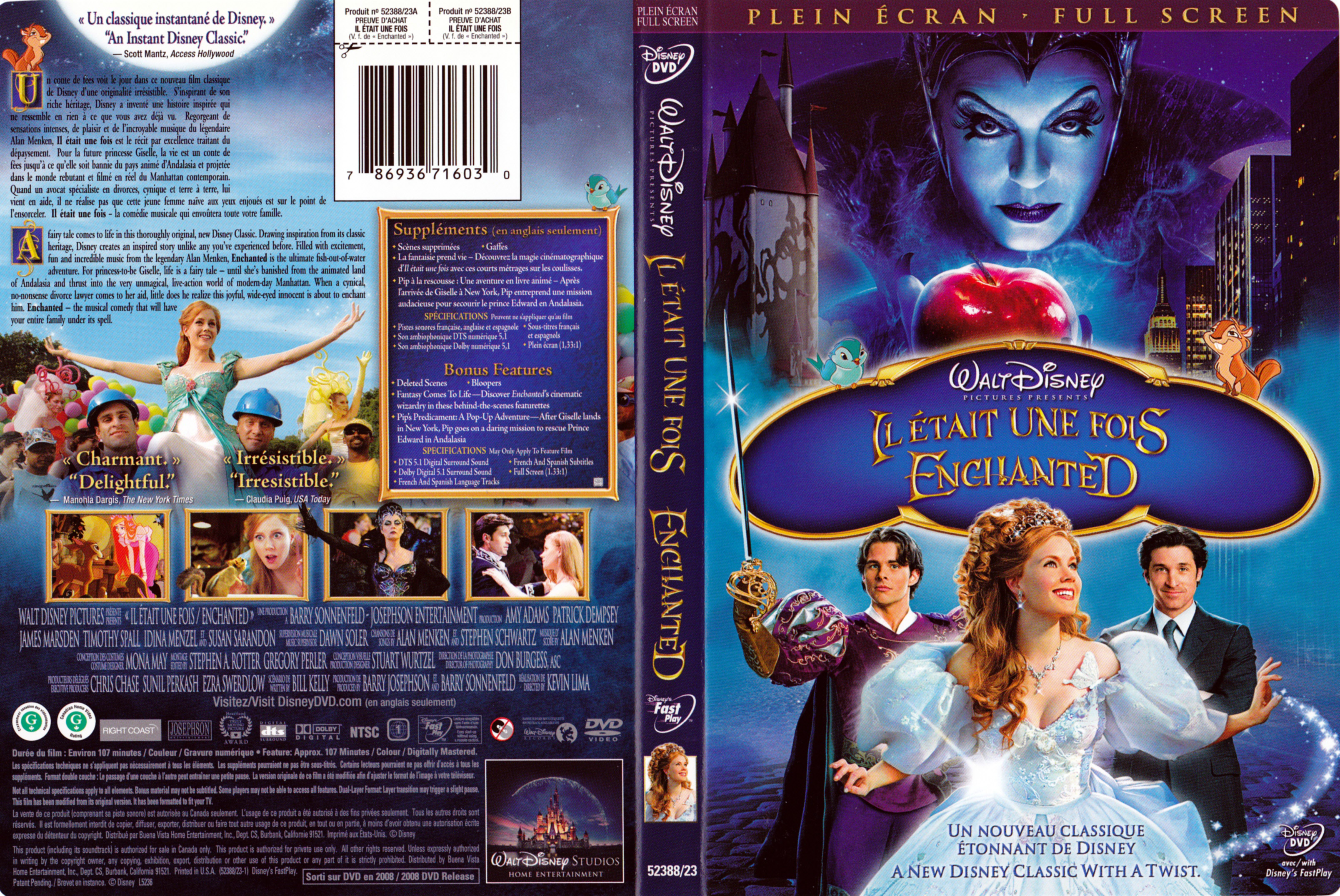 Jaquette DVD Il tait une fois - Enchanted (Canadienne)