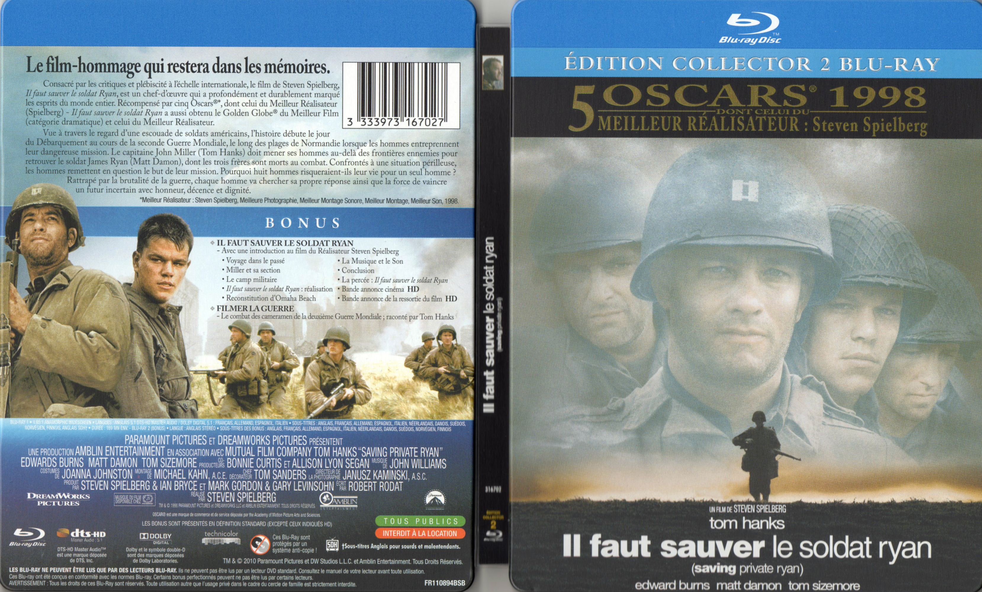 Jaquette DVD Il faut sauver le soldat Ryan (BLU-RAY)