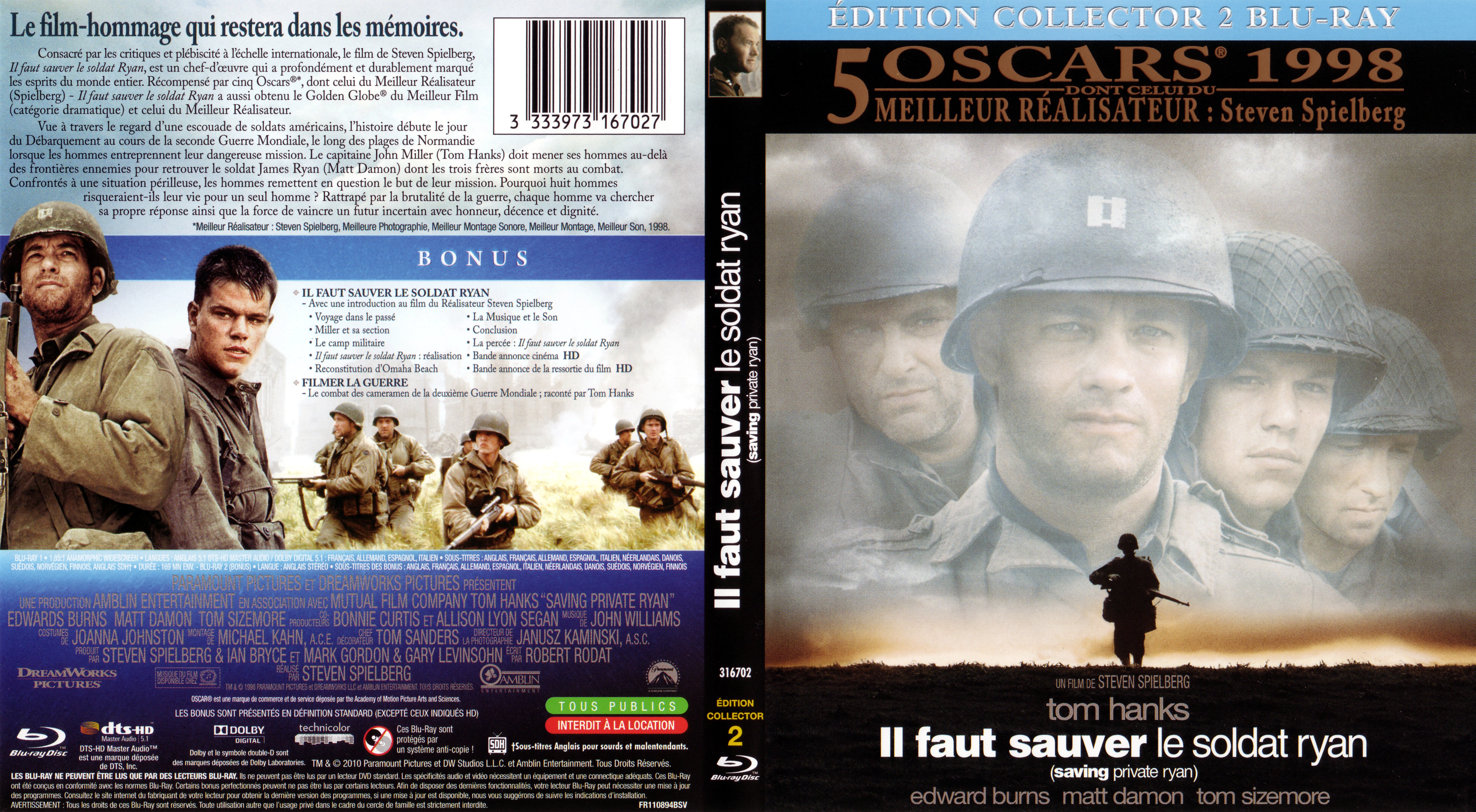 Jaquette DVD Il faut sauver le soldat Ryan (BLU-RAY) v2