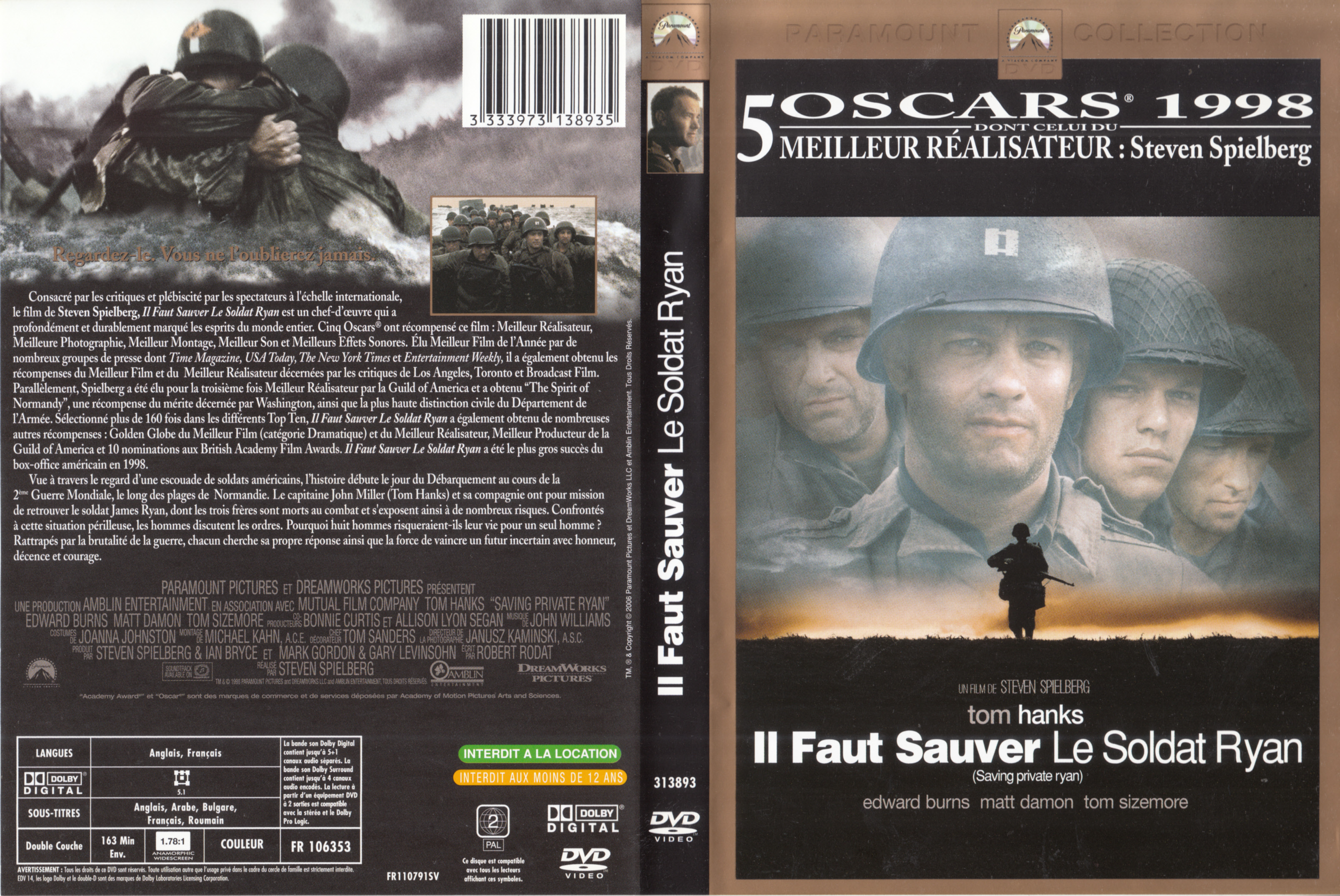Jaquette DVD Il faut sauver le soldat Ryan v5