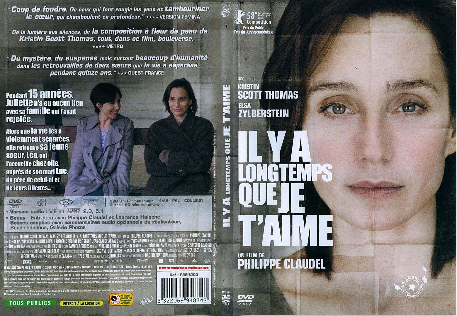 Jaquette DVD Il y a longtemps que je t