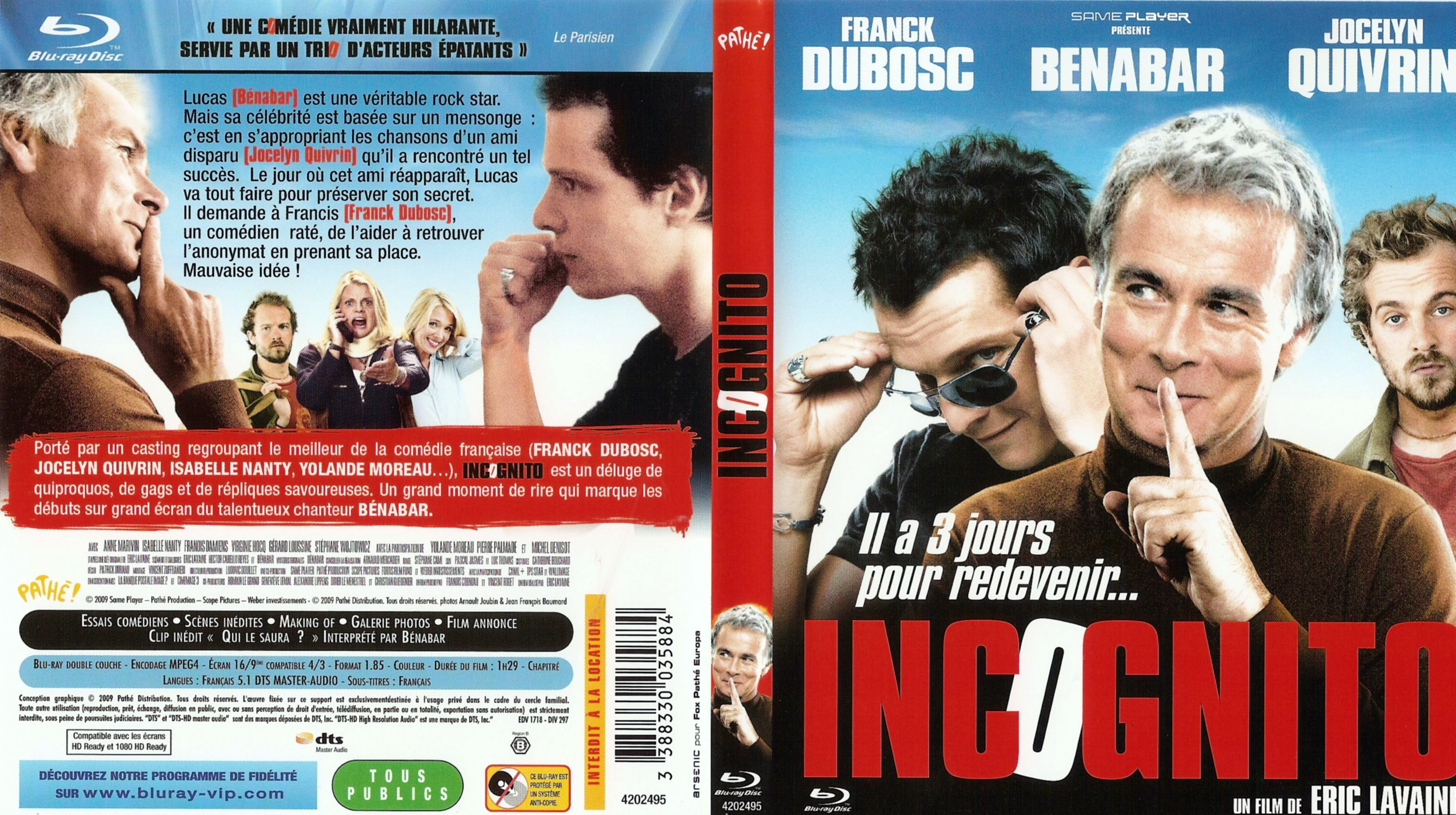 Jaquette DVD Incognito (BLU-RAY)
