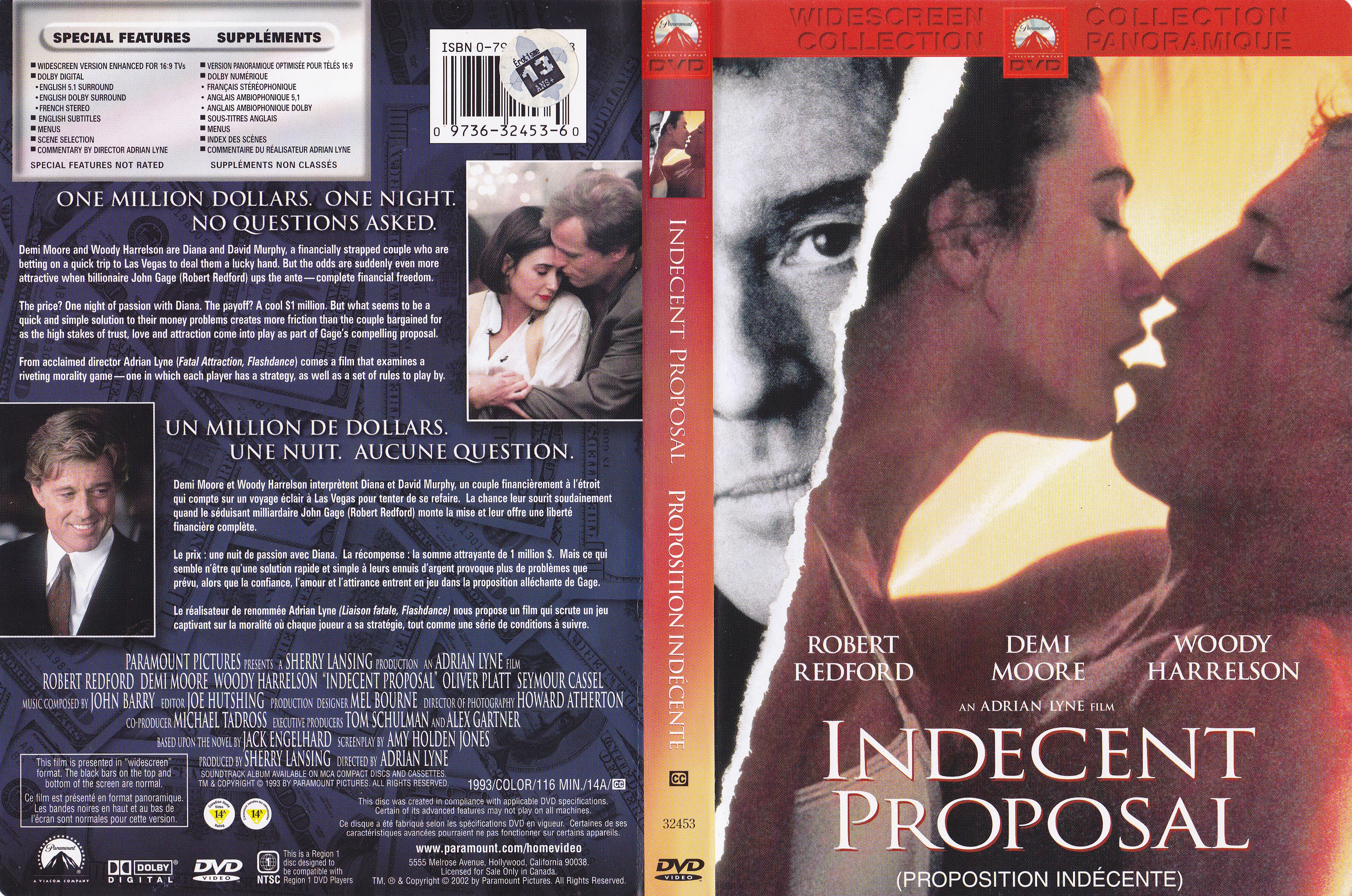 Jaquette DVD Indecent proposal - Proposition indcente (Canadienne)