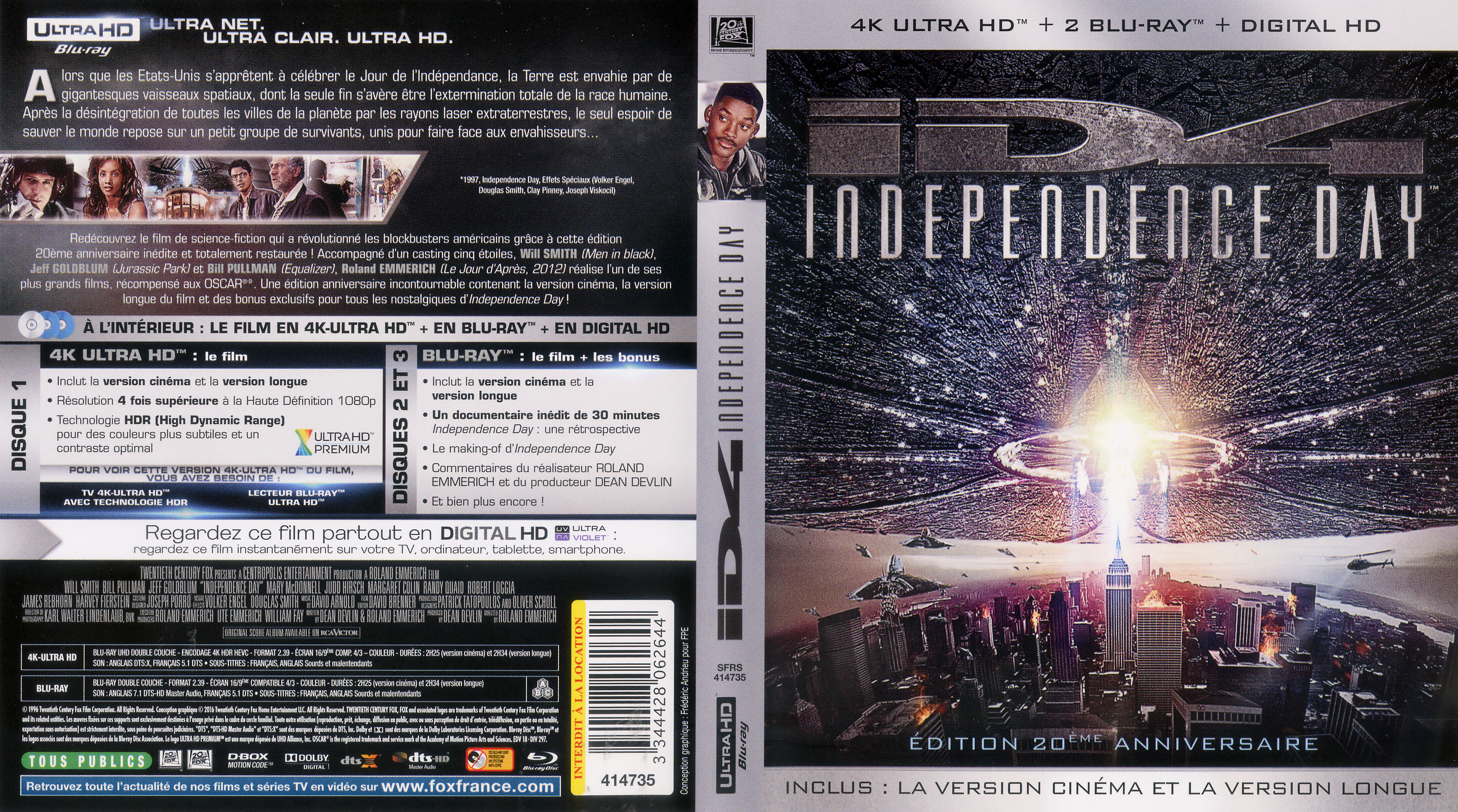 Jaquette DVD Independence Day 4K (BLU-RAY)