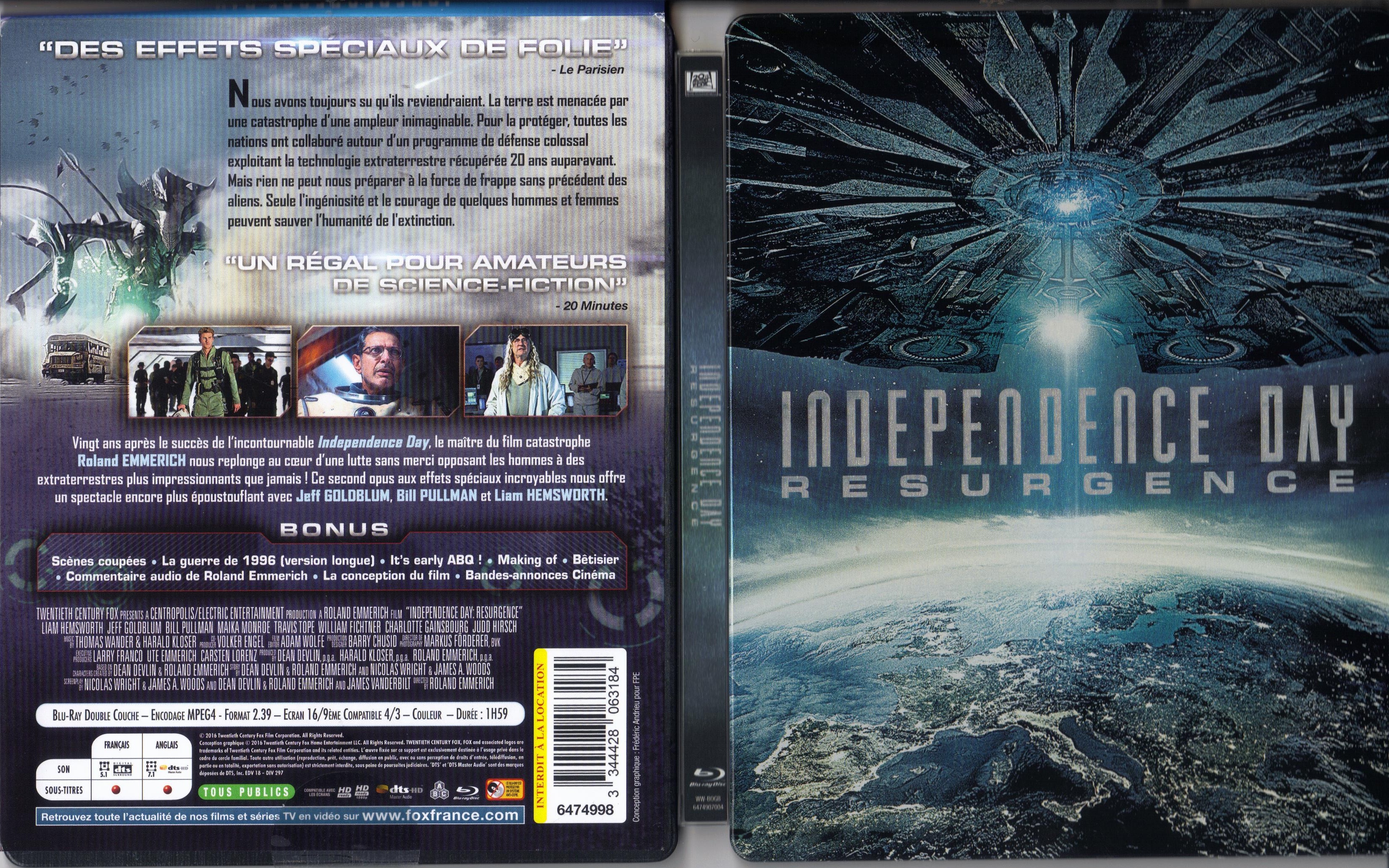 Jaquette DVD Independence Day Resurgence (BLU-RAY)