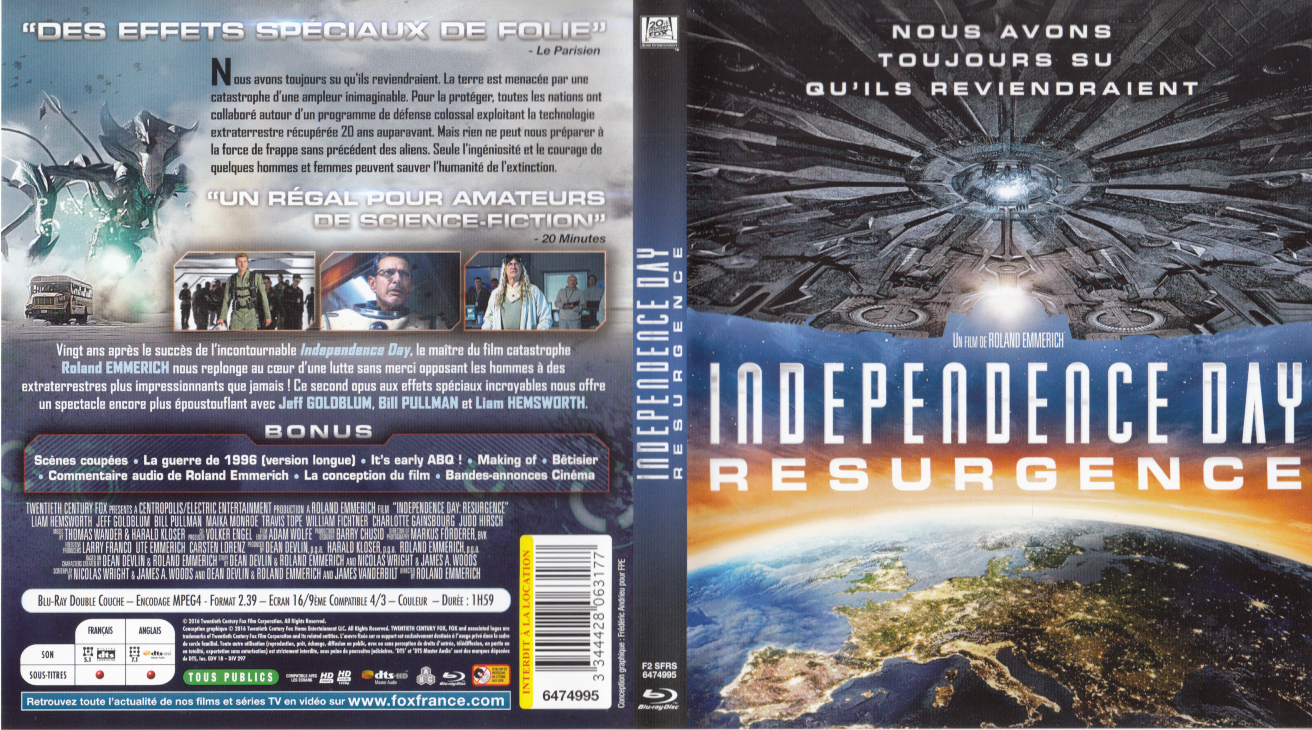 Jaquette DVD Independence Day Resurgence (BLU-RAY) v2