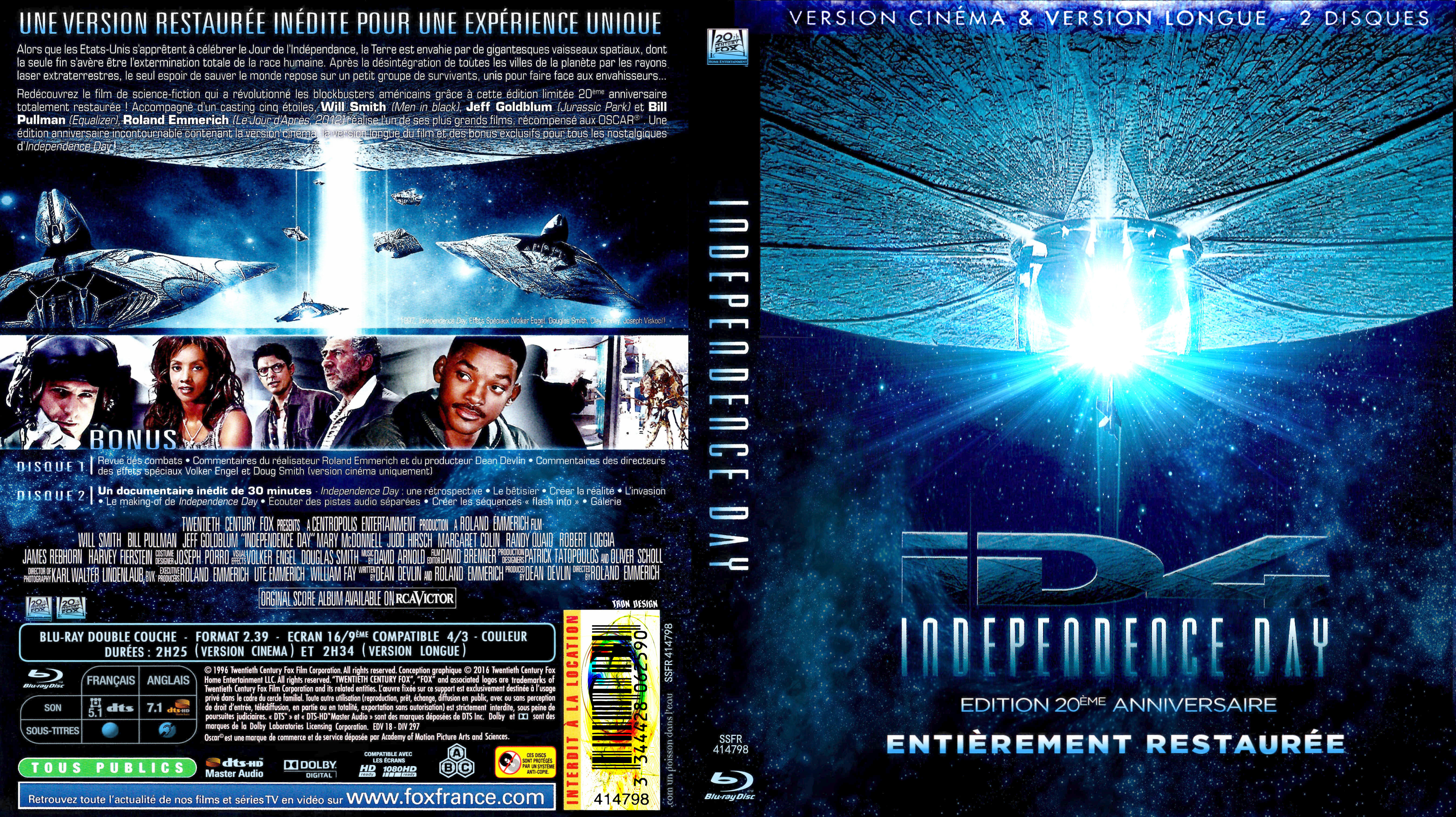 Jaquette DVD Independence day custom (BLU-RAY)