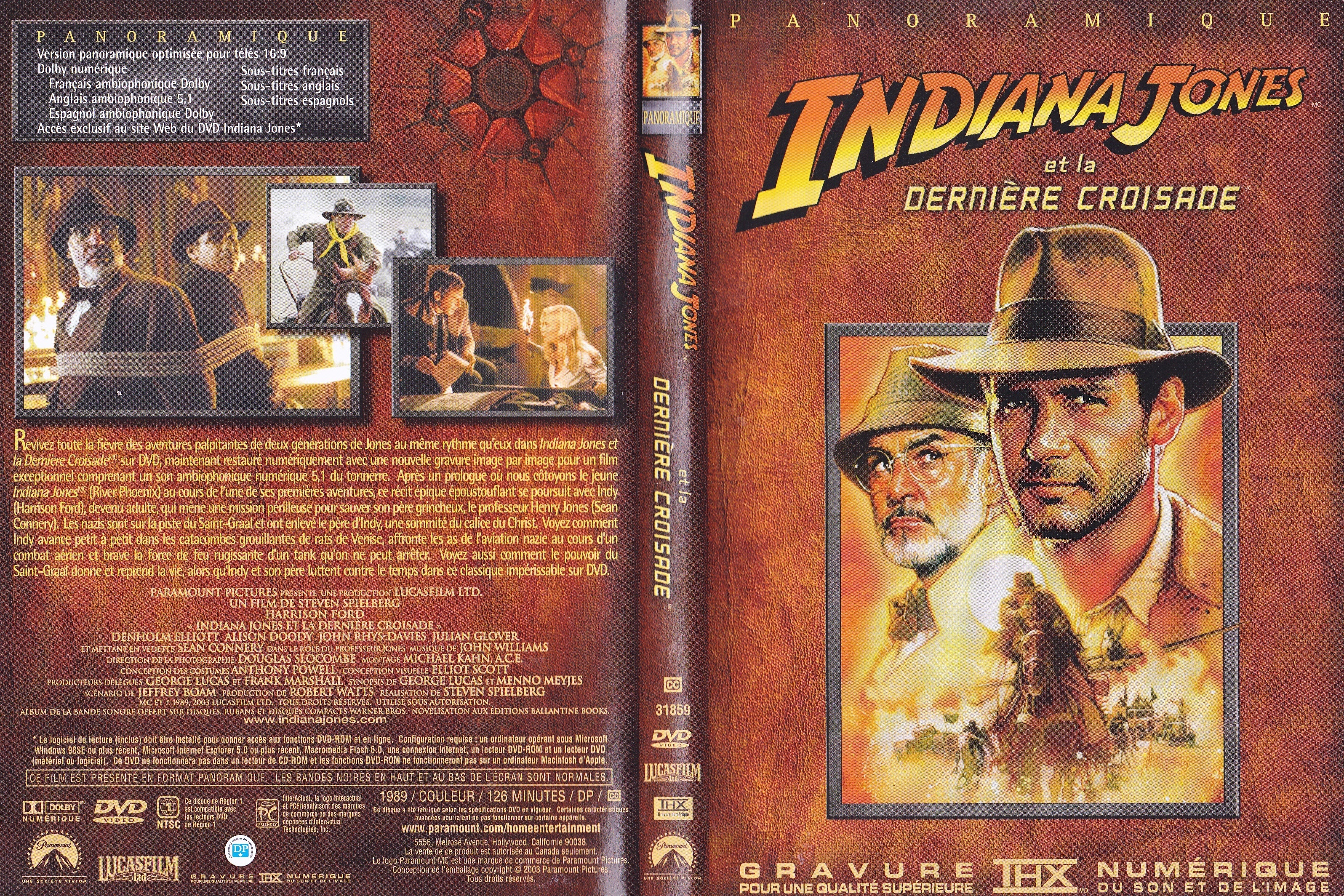 Jaquette DVD Indiana Jones La dernire croisade (Canadienne)