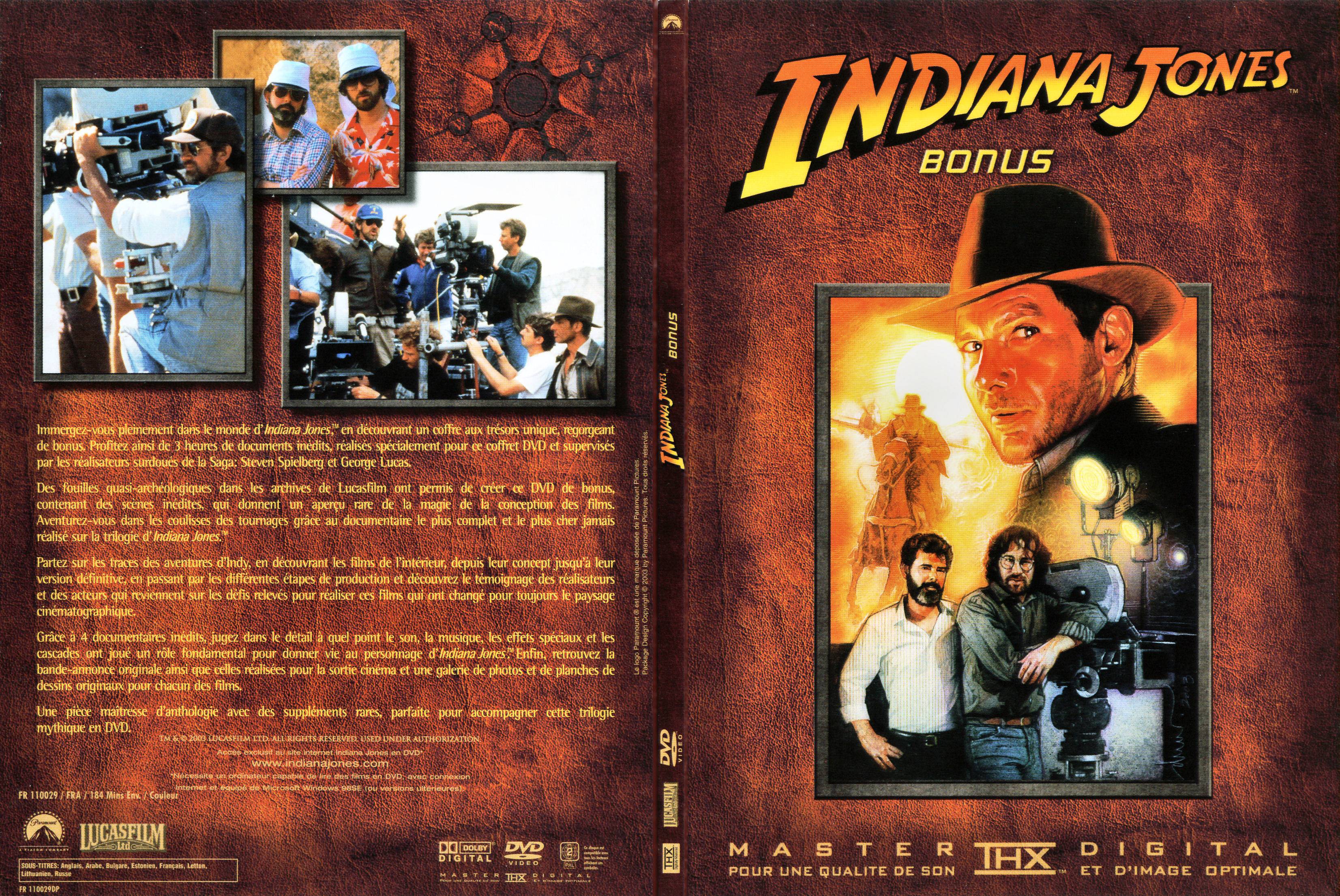 Jaquette DVD Indiana Jones  BONUS - SLIM