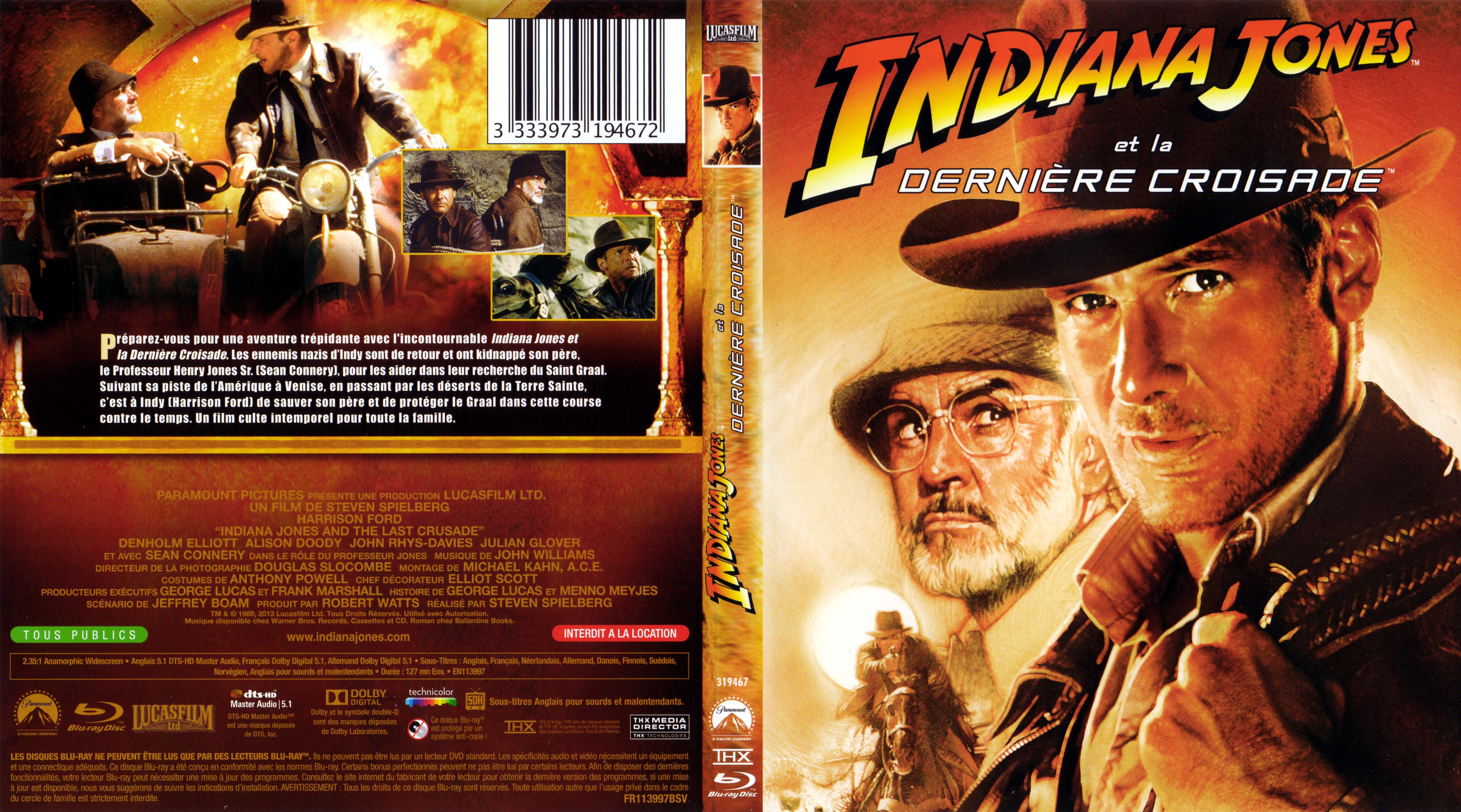 Jaquette DVD Indiana Jones et la derniere croisade (BLU-RAY)
