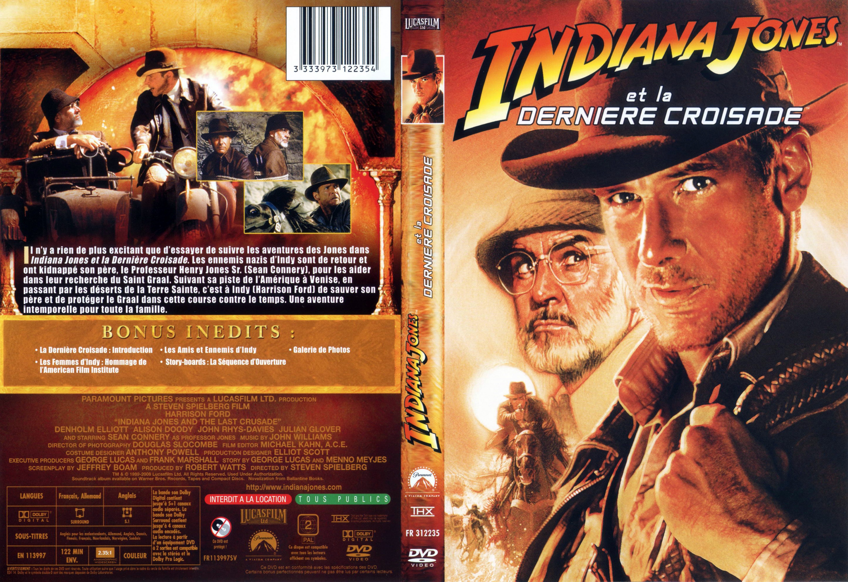 Jaquette DVD Indiana Jones et la derniere croisade v2