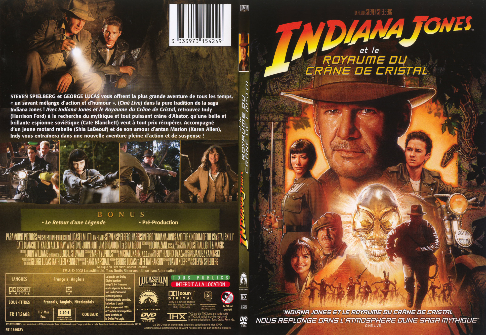 Jaquette DVD Indiana Jones et le Royaume du crane de cristal - SLIM