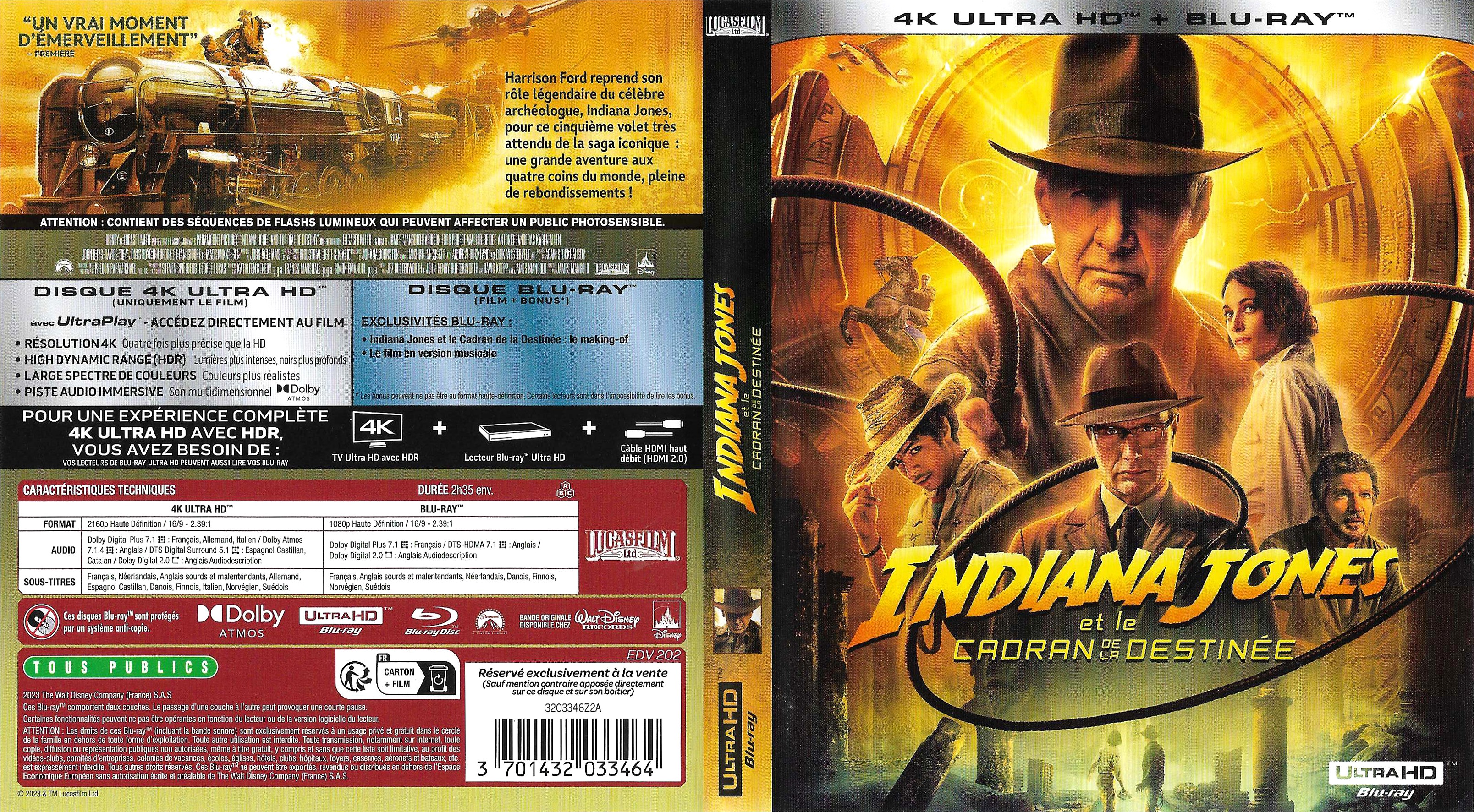 Jaquette DVD Indiana Jones et le cadran de la destine 4K (BLU-RAY)