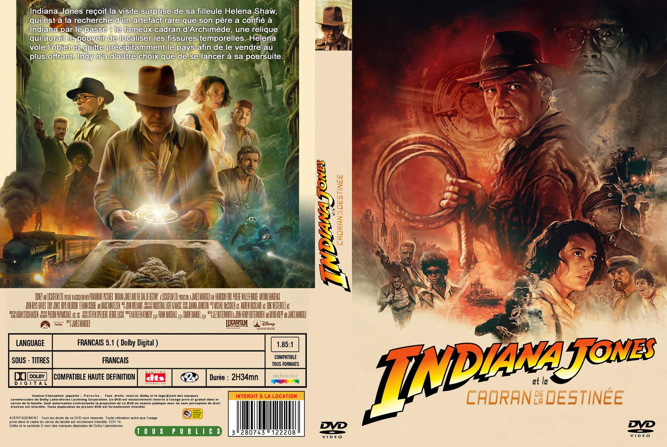 Jaquette DVD Indiana Jones et le cadran de la destine custom