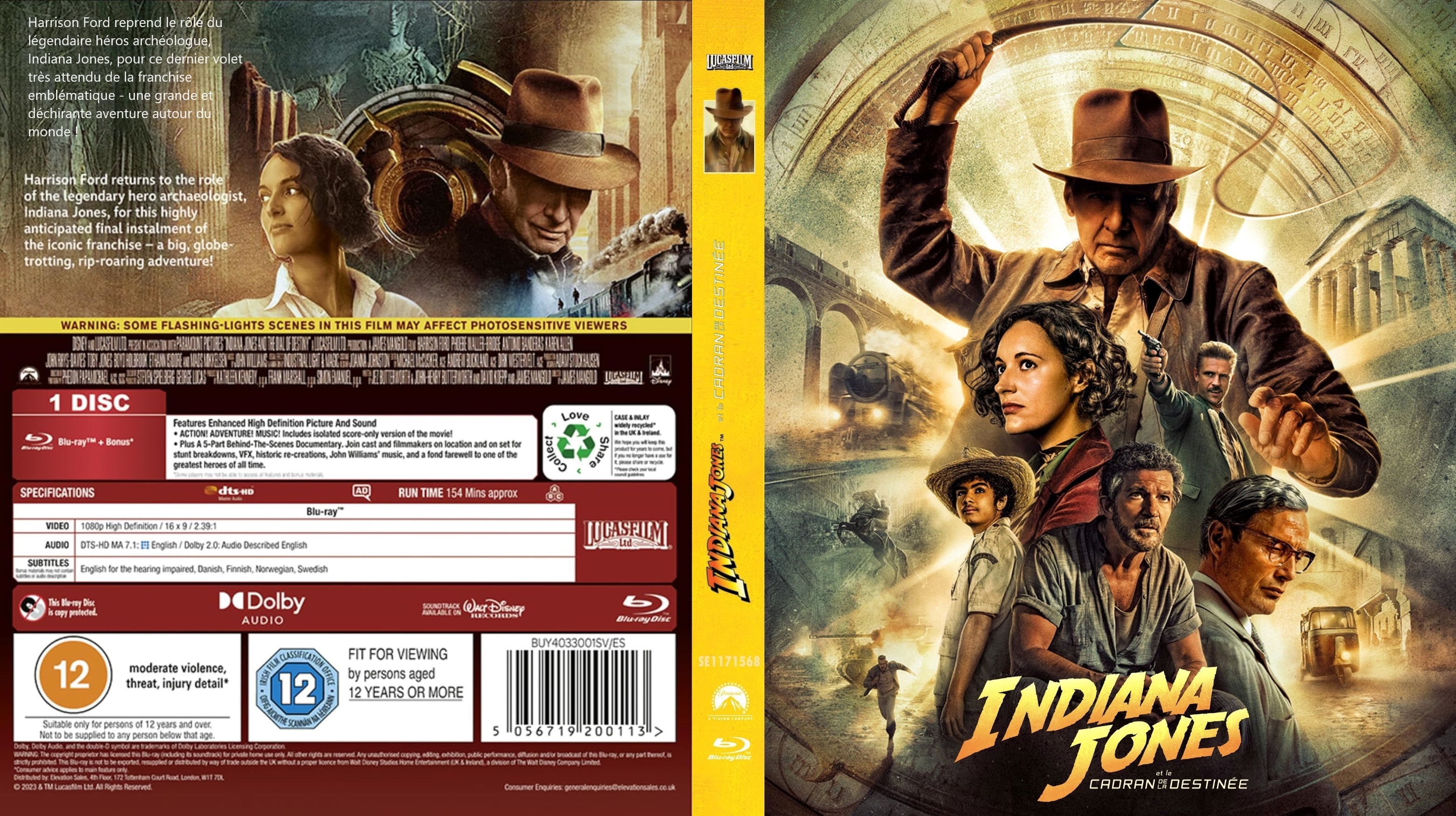 Jaquette DVD Indiana Jones et le cadran de la destine custom (BLU-RAY)