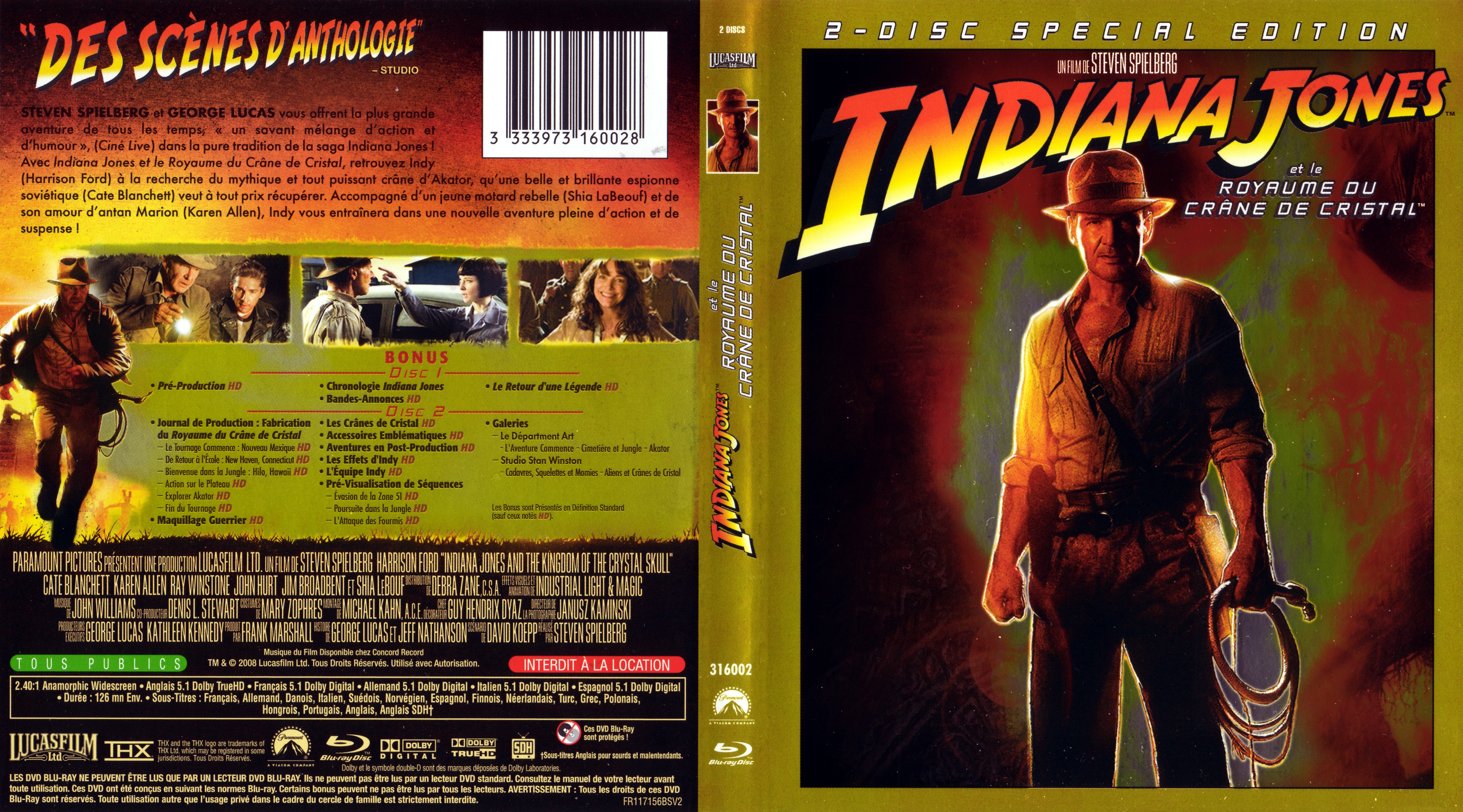 Jaquette DVD Indiana Jones et le royaume du crane de cristal (BLU-RAY)