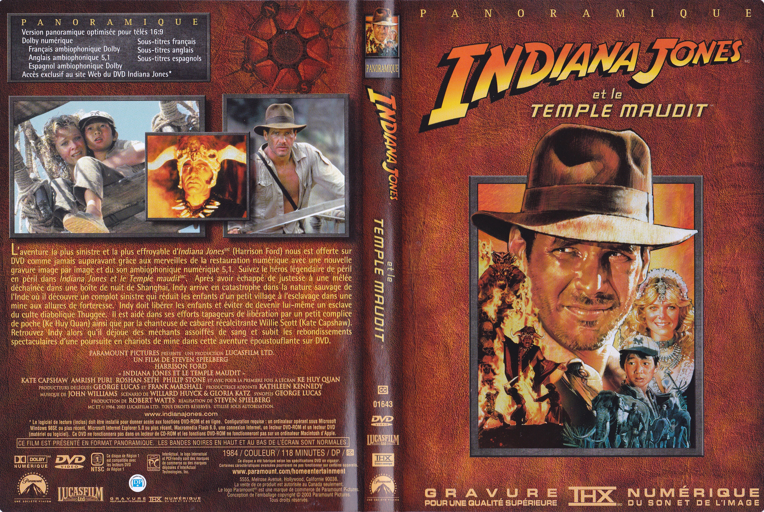 Jaquette DVD Indiana Jones et le temple maudit (Canadienne)