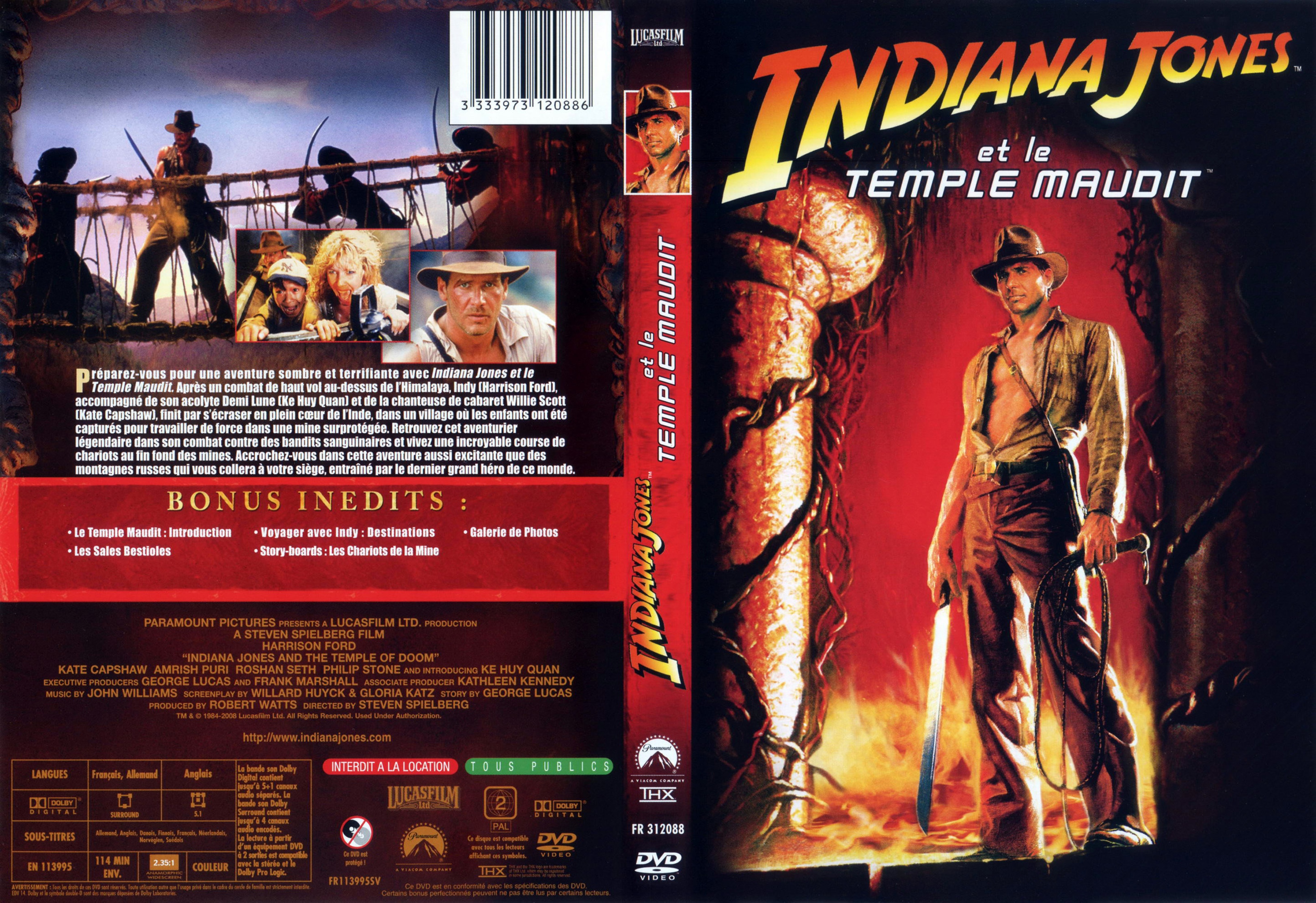 Jaquette DVD Indiana Jones et le temple maudit v2