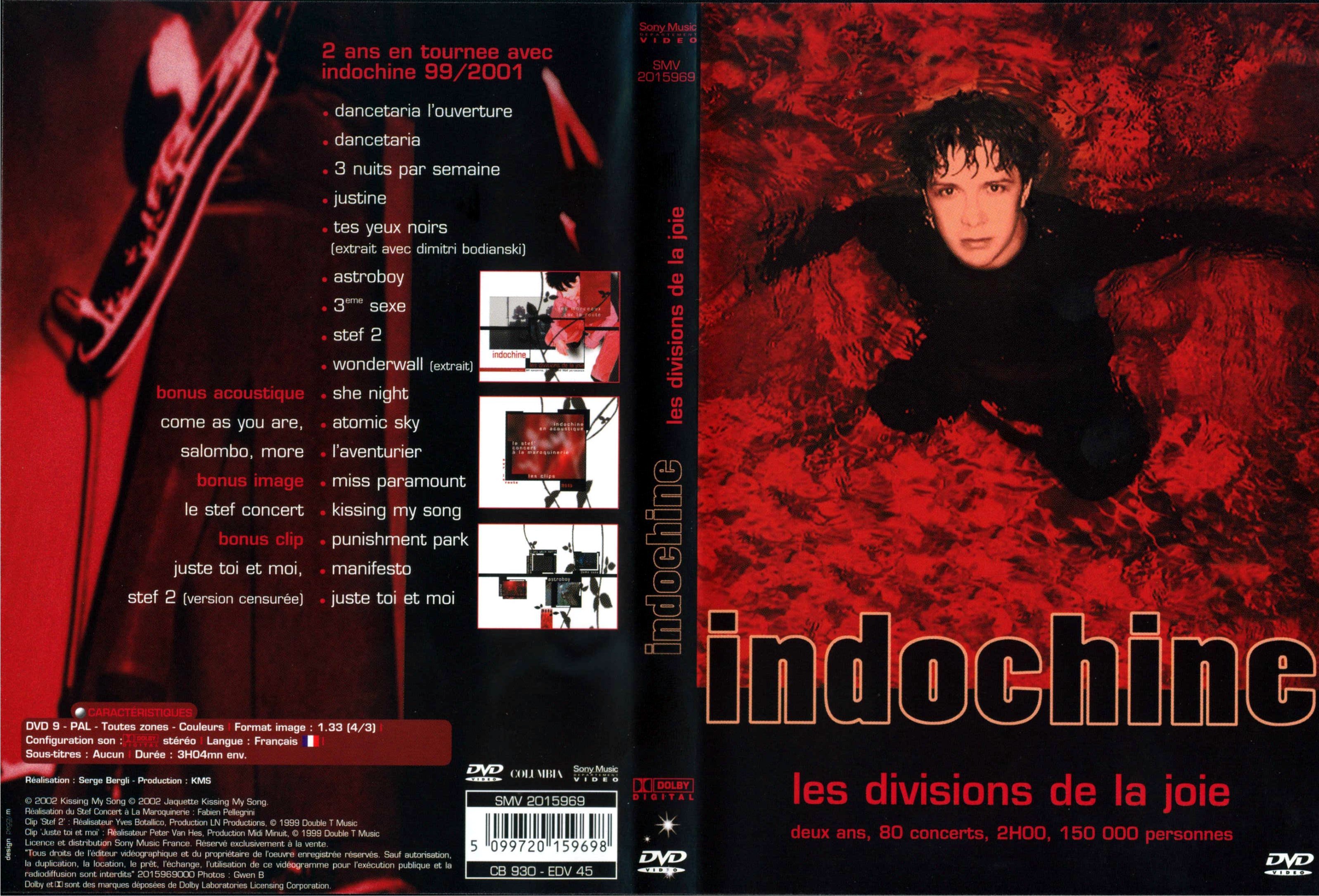 Jaquette DVD Indochine les divisions de la joie