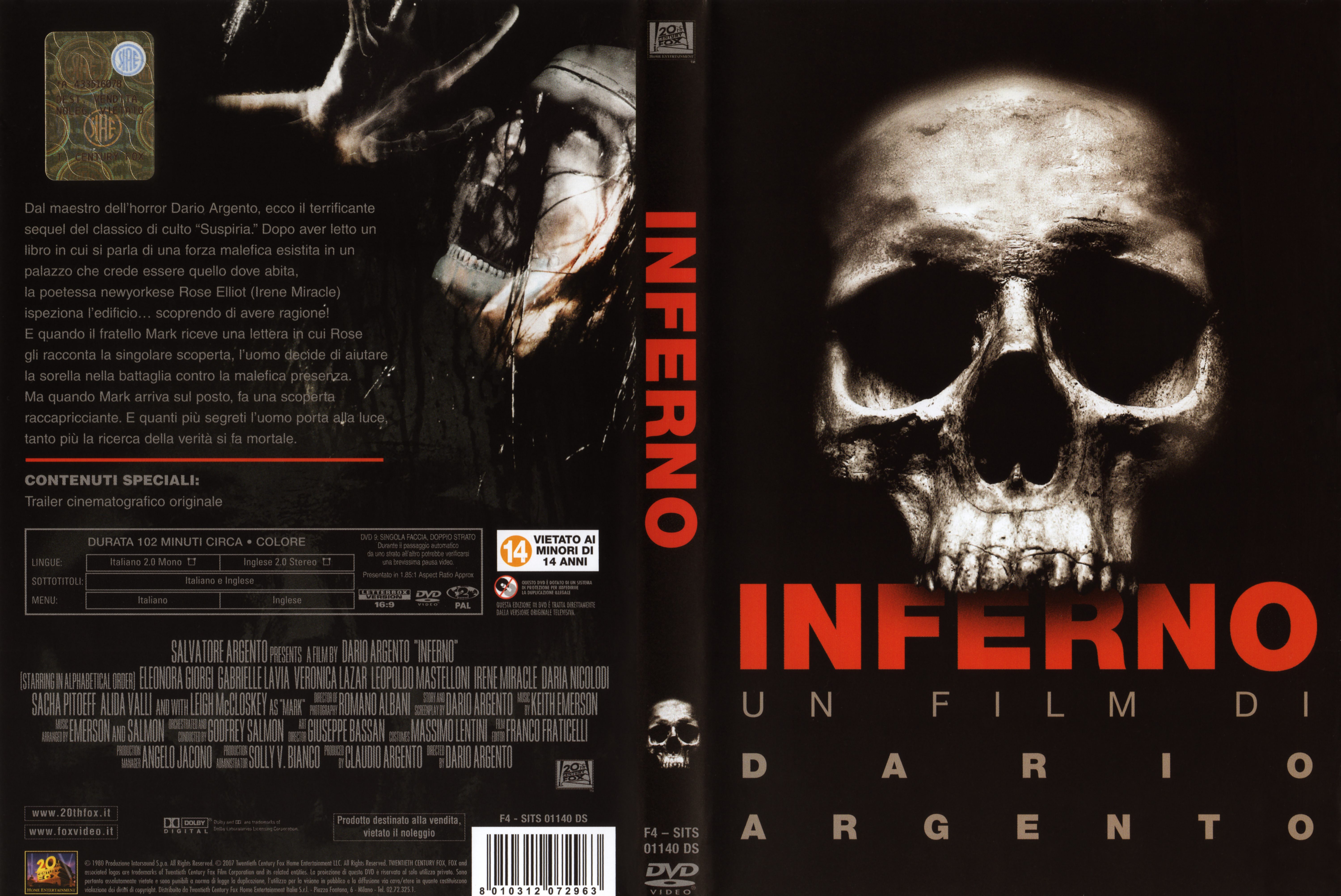 Jaquette DVD Inferno (1979) Zone 1