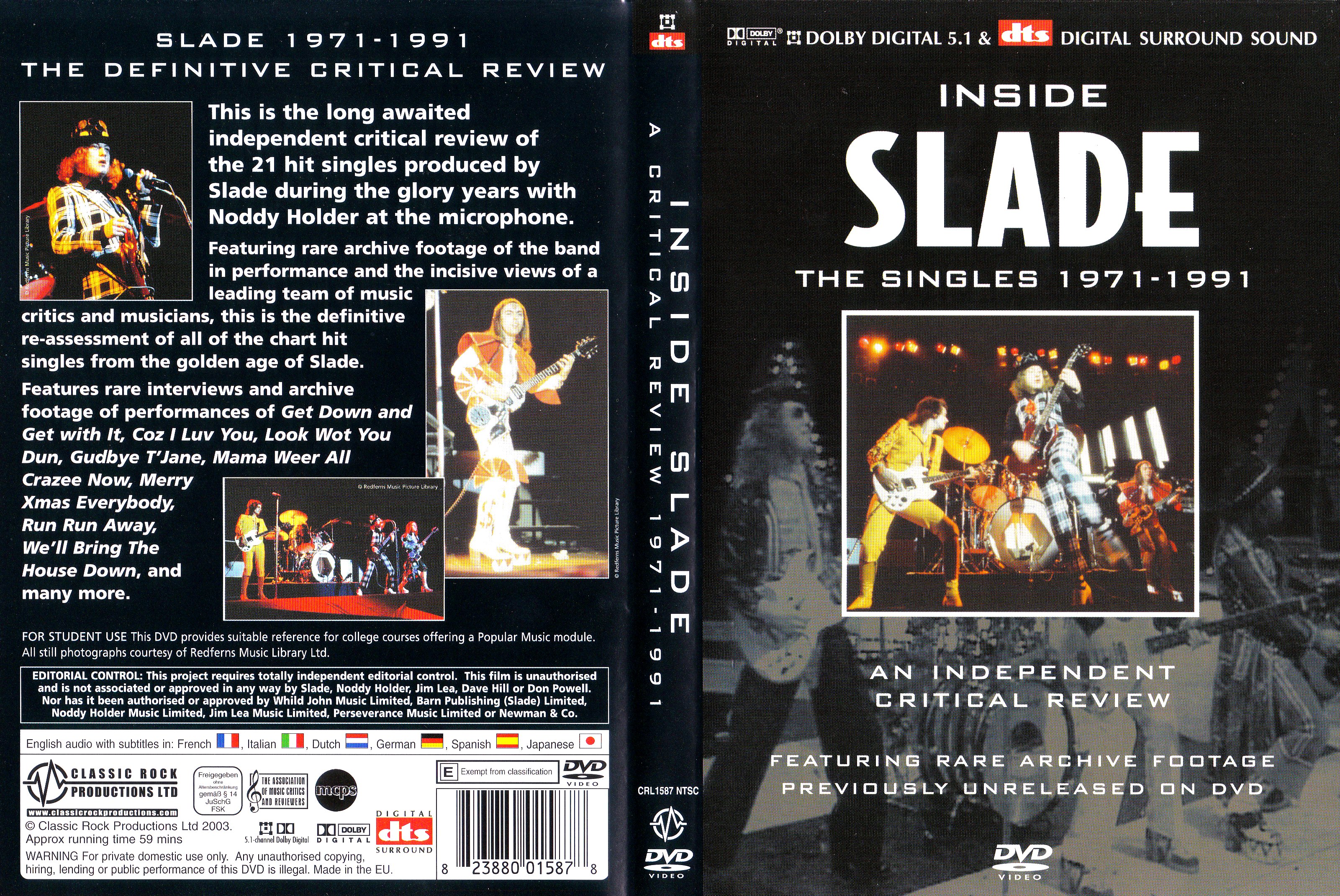 Jaquette DVD Inside Slade The singles 1971 1991