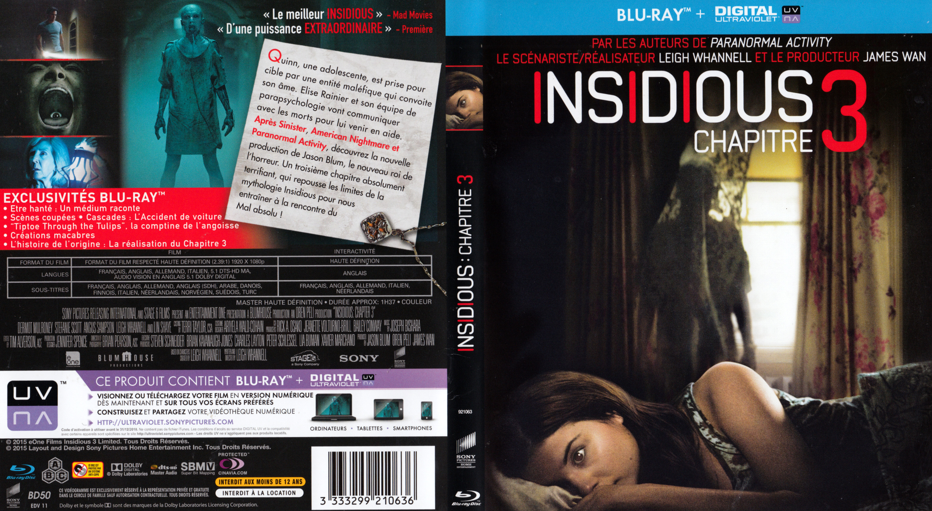 Jaquette DVD Insidious: Chapitre 3 (BLU-RAY)