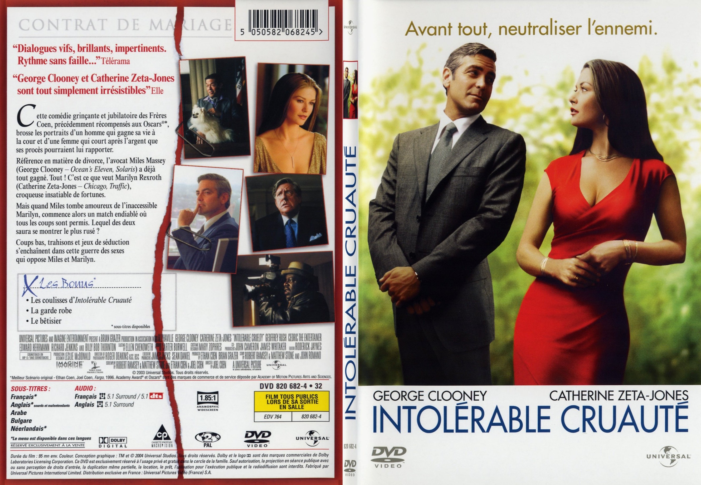 Jaquette DVD Intolrable cruaut - SLIM