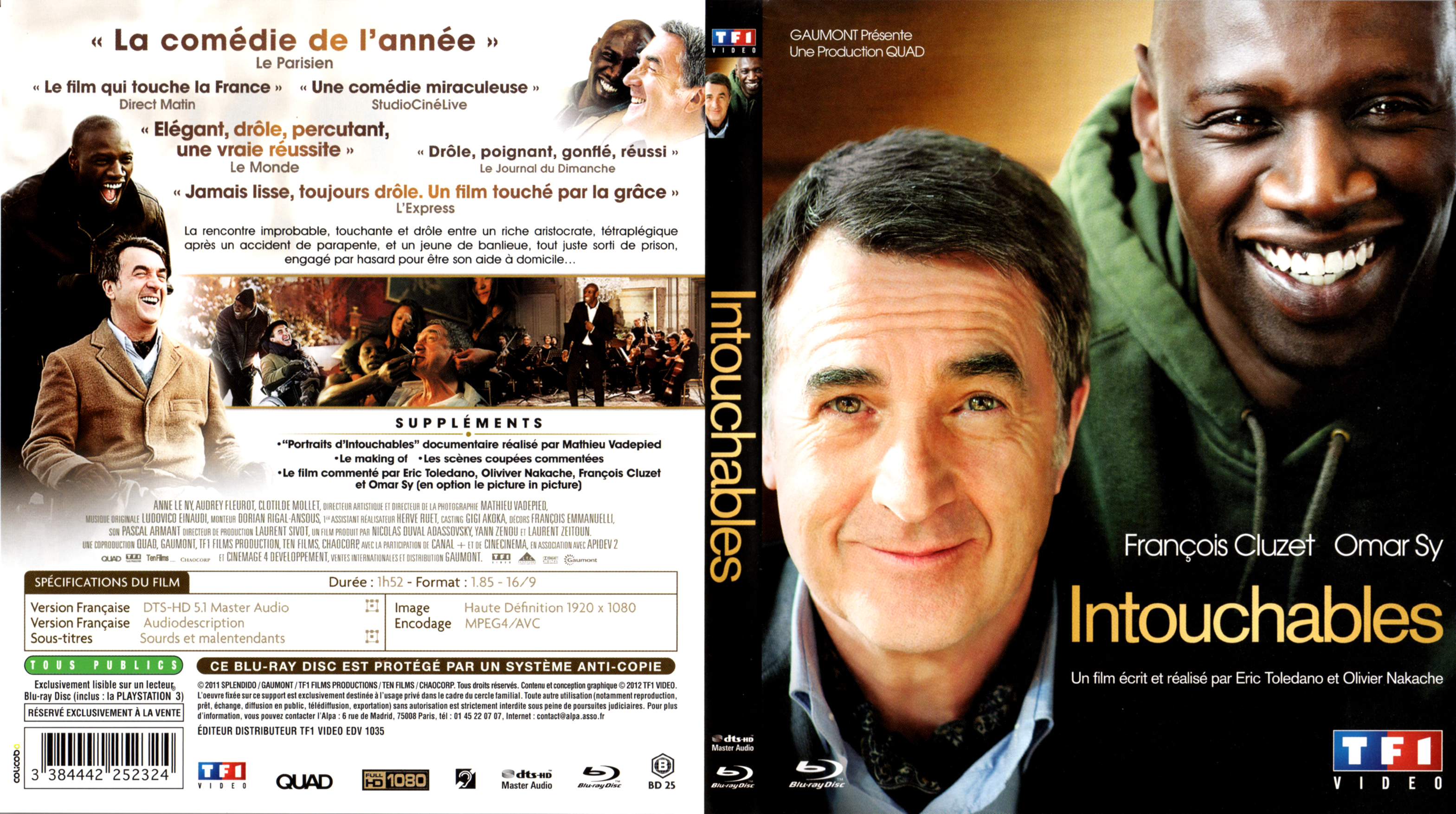 Jaquette DVD de Intouchables (BLU-RAY) - Cinéma Passion