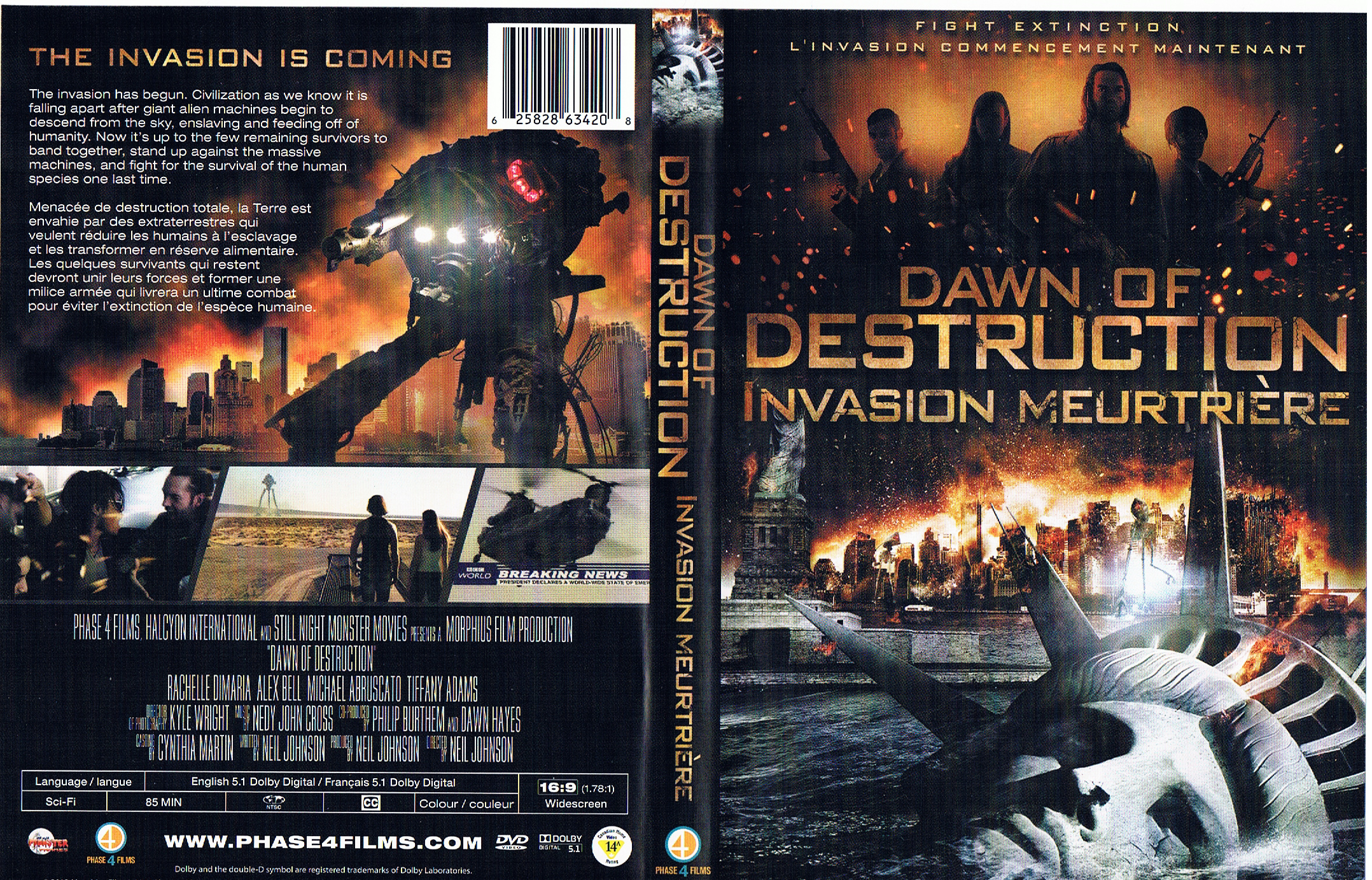 Jaquette DVD Invasion meurtrire - Dawn of destruction (Canadienne)