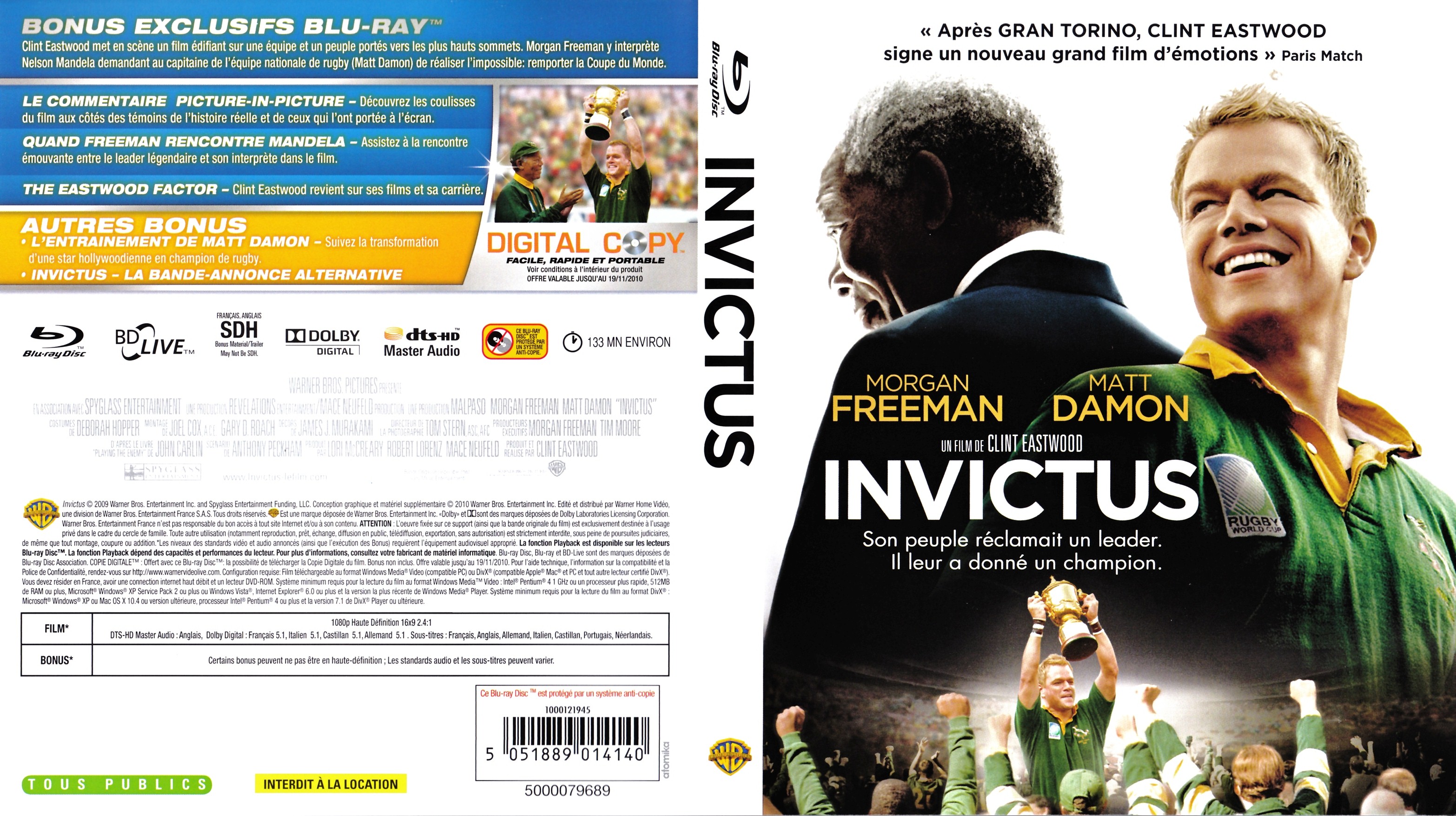 Jaquette DVD Invictus (BLU-RAY)