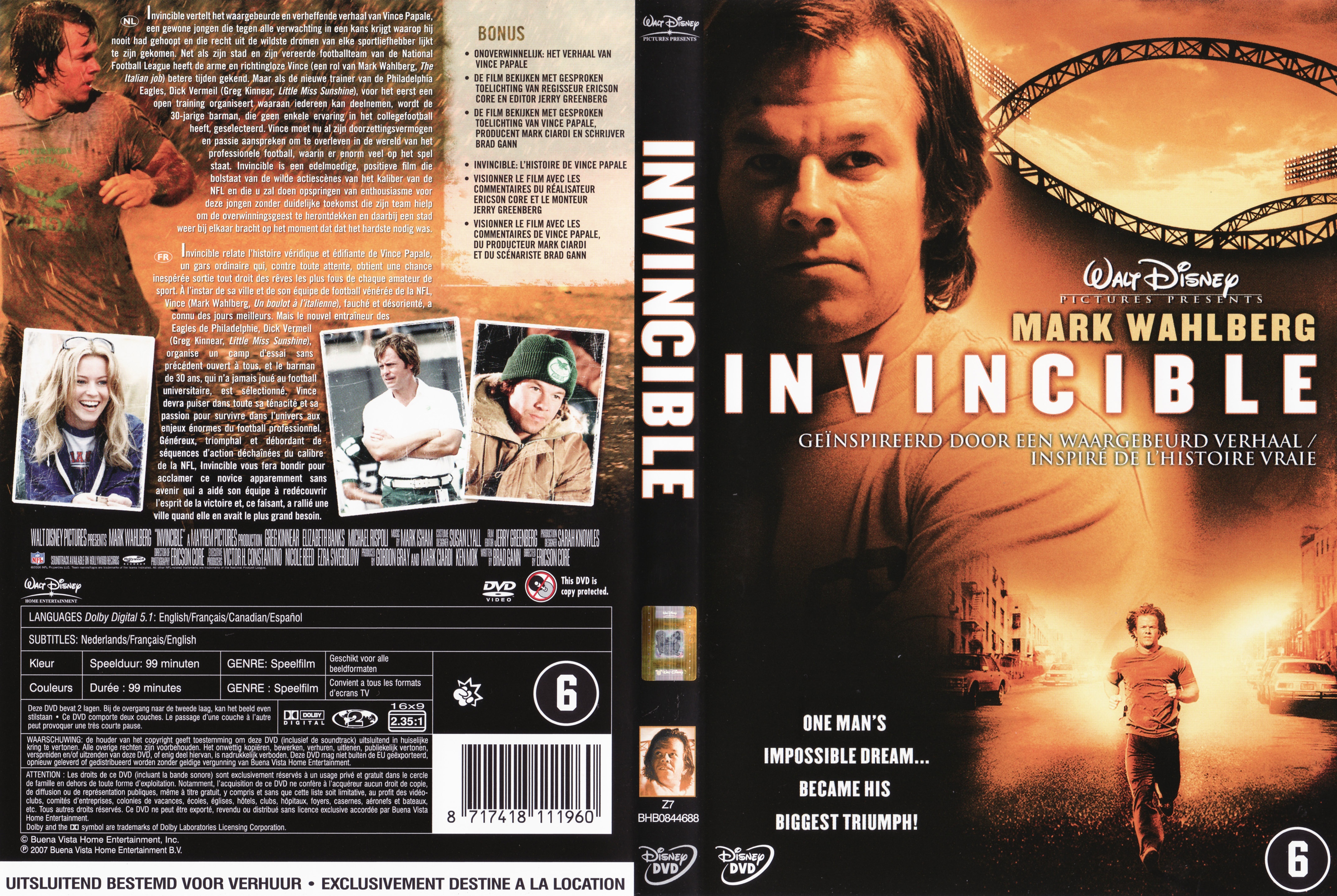 Jaquette DVD Invincible (Mark Wahlberg)