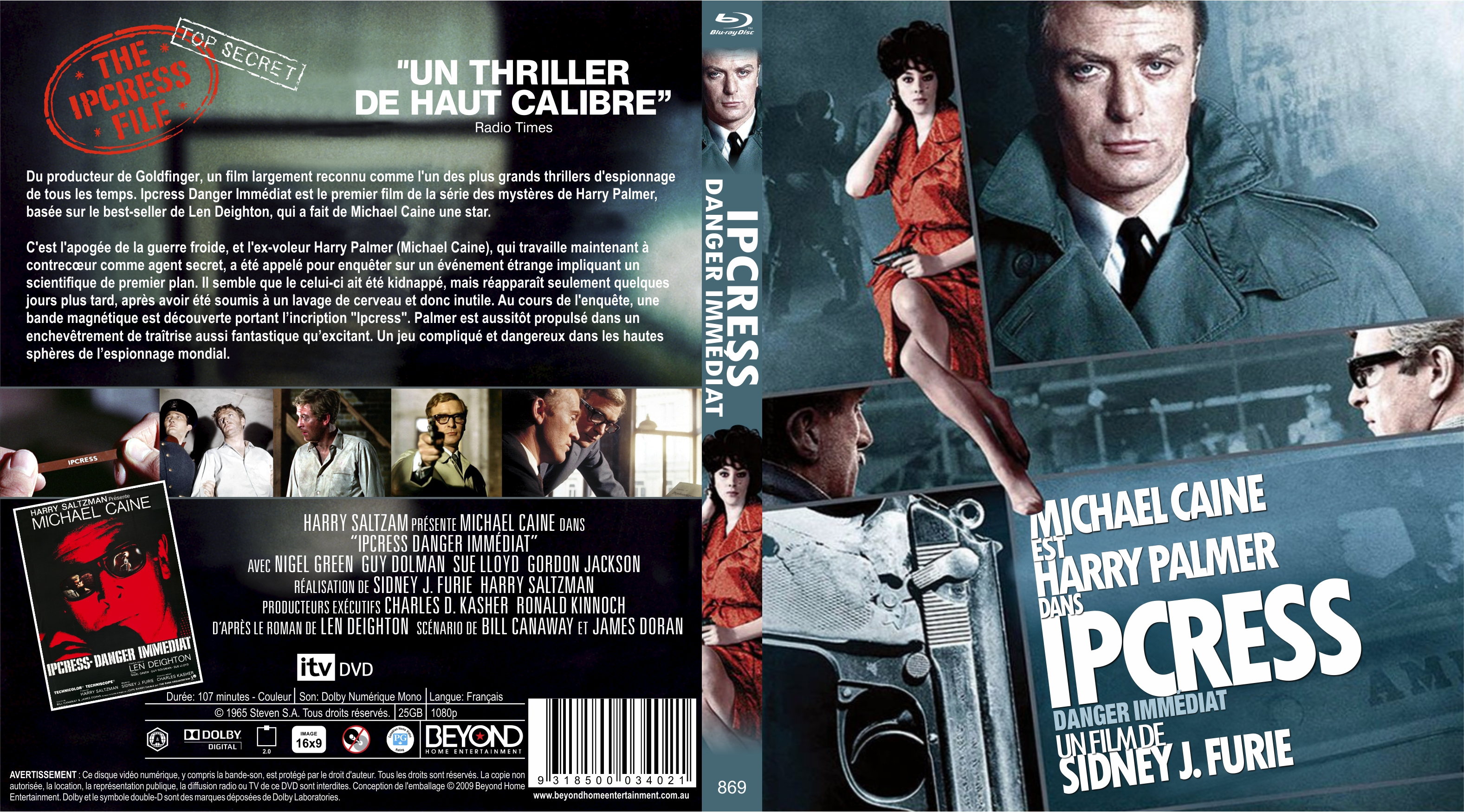 Jaquette DVD Ipcress danger immediat custom (BLU-RAY) v2