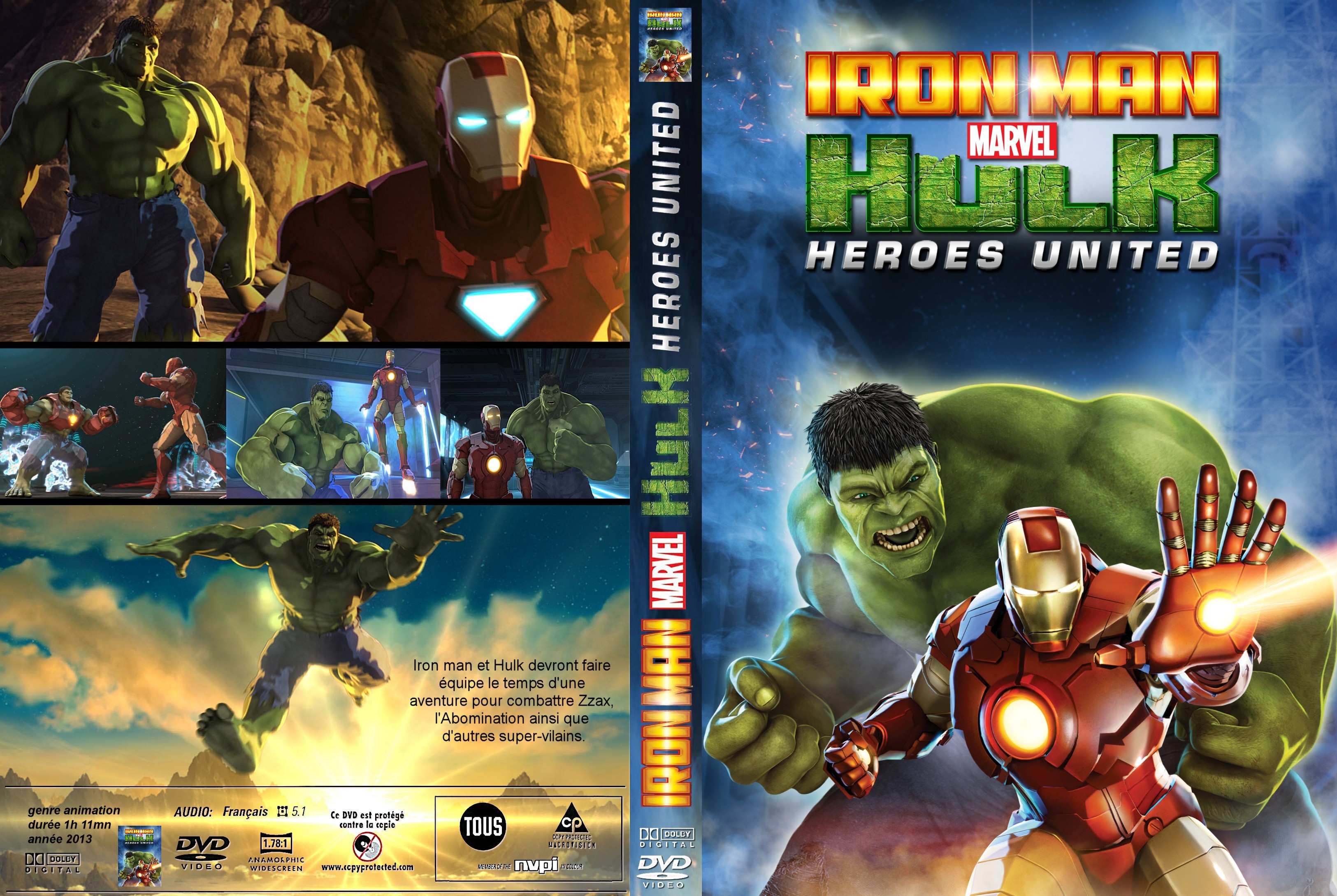 Jaquette DVD Iron Man et Hulk - Heroes United custom
