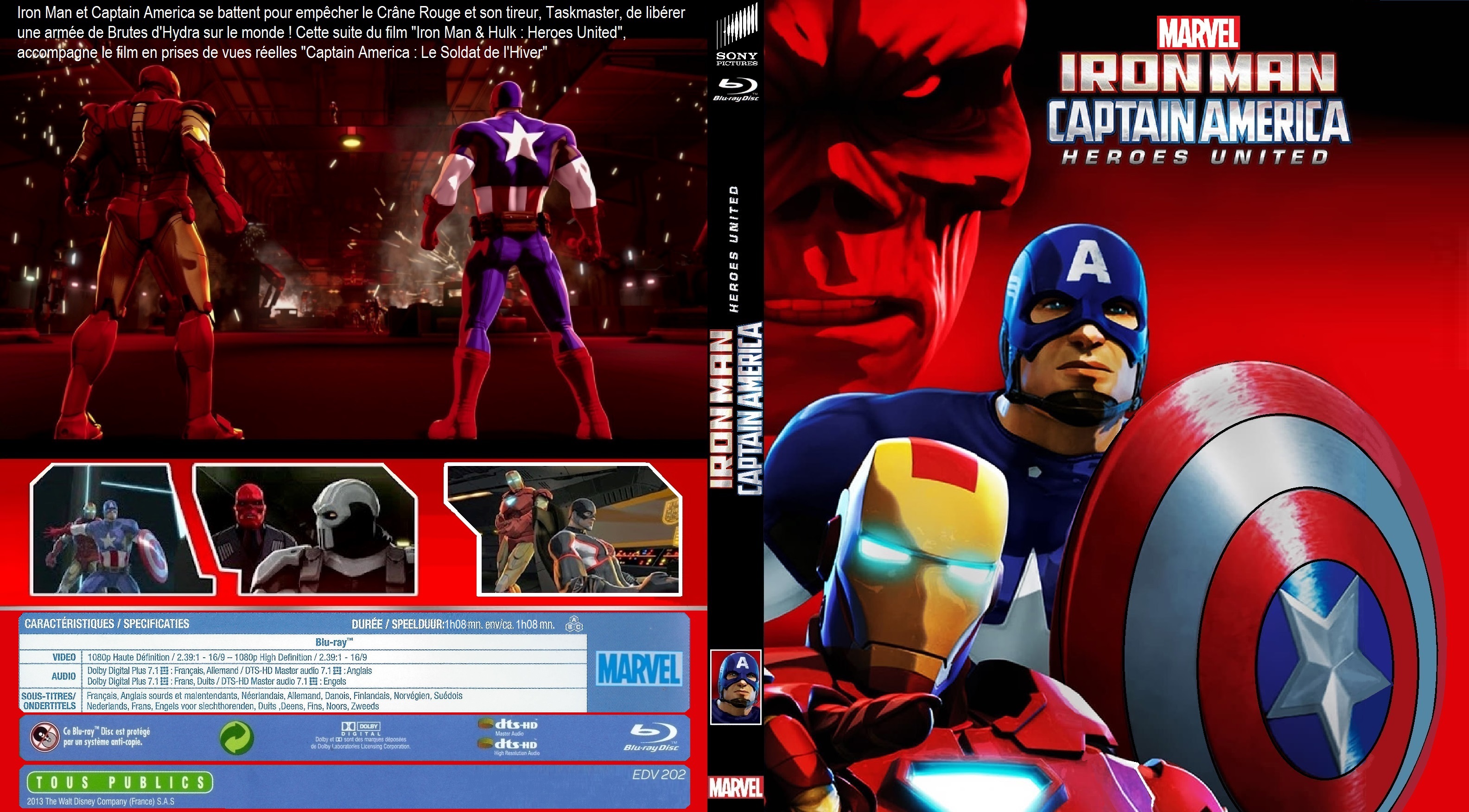 Jaquette DVD Iron man & Captain America Heroes United BLU RAY custom
