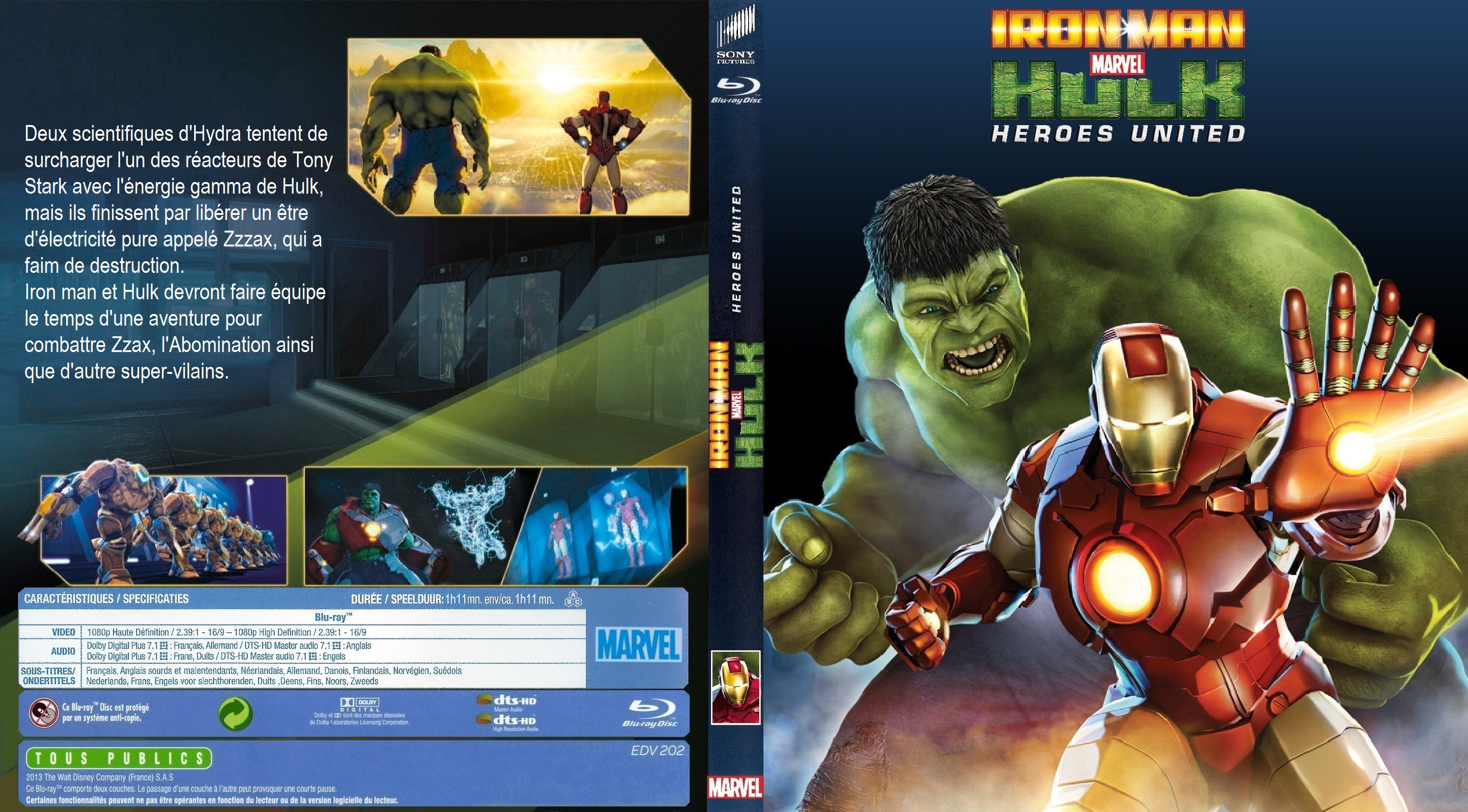 Jaquette DVD Iron man & Hulk Heroes United BLU RAY custom