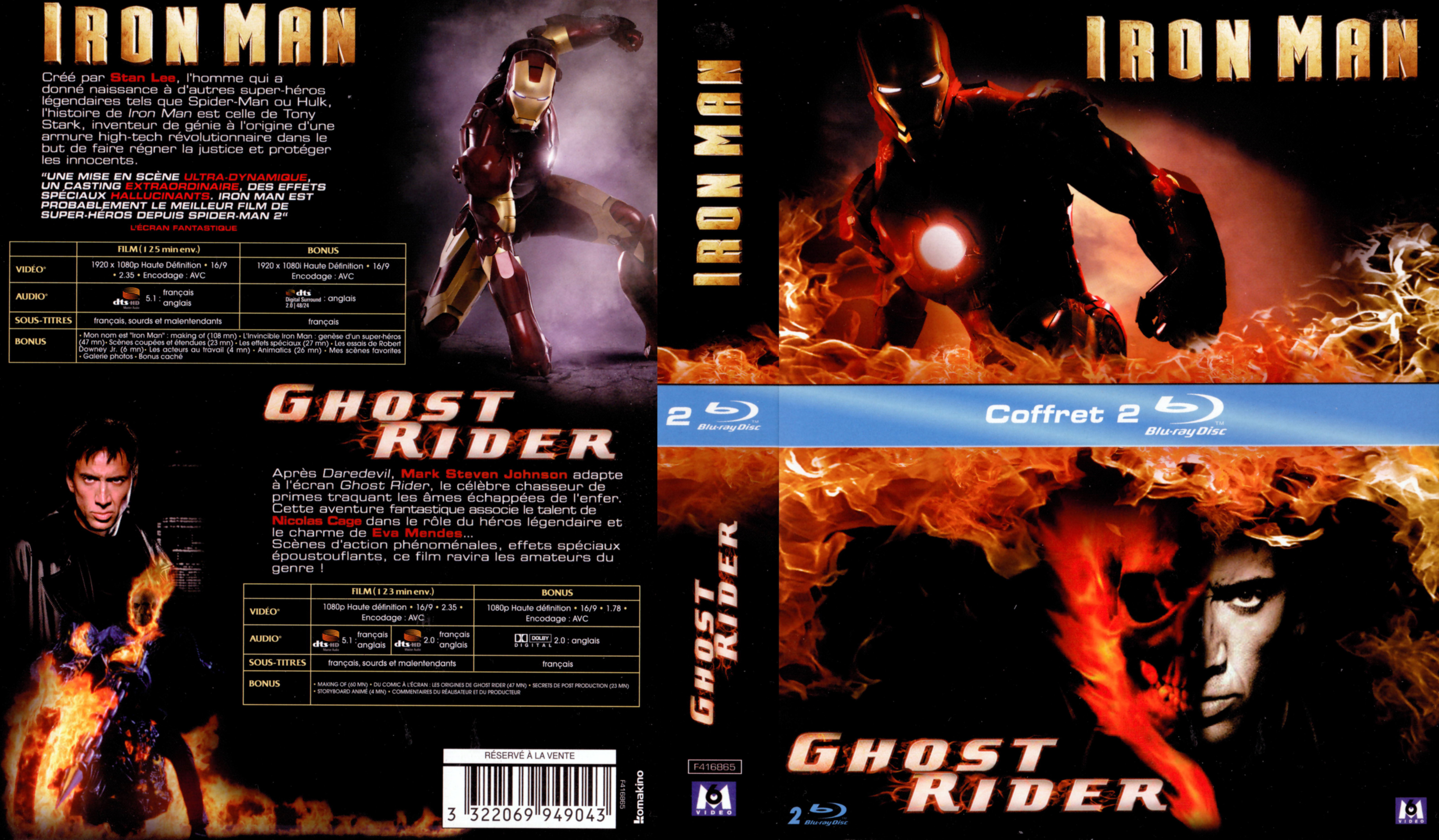Jaquette DVD Iron man + Ghost rider (BLU-RAY)
