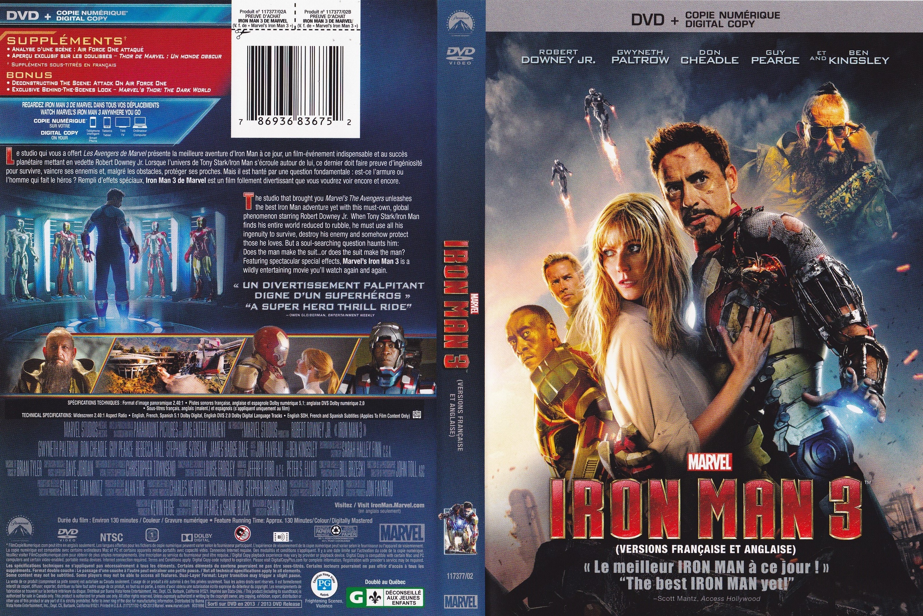 Jaquette DVD Iron man 3 (Canadienne)