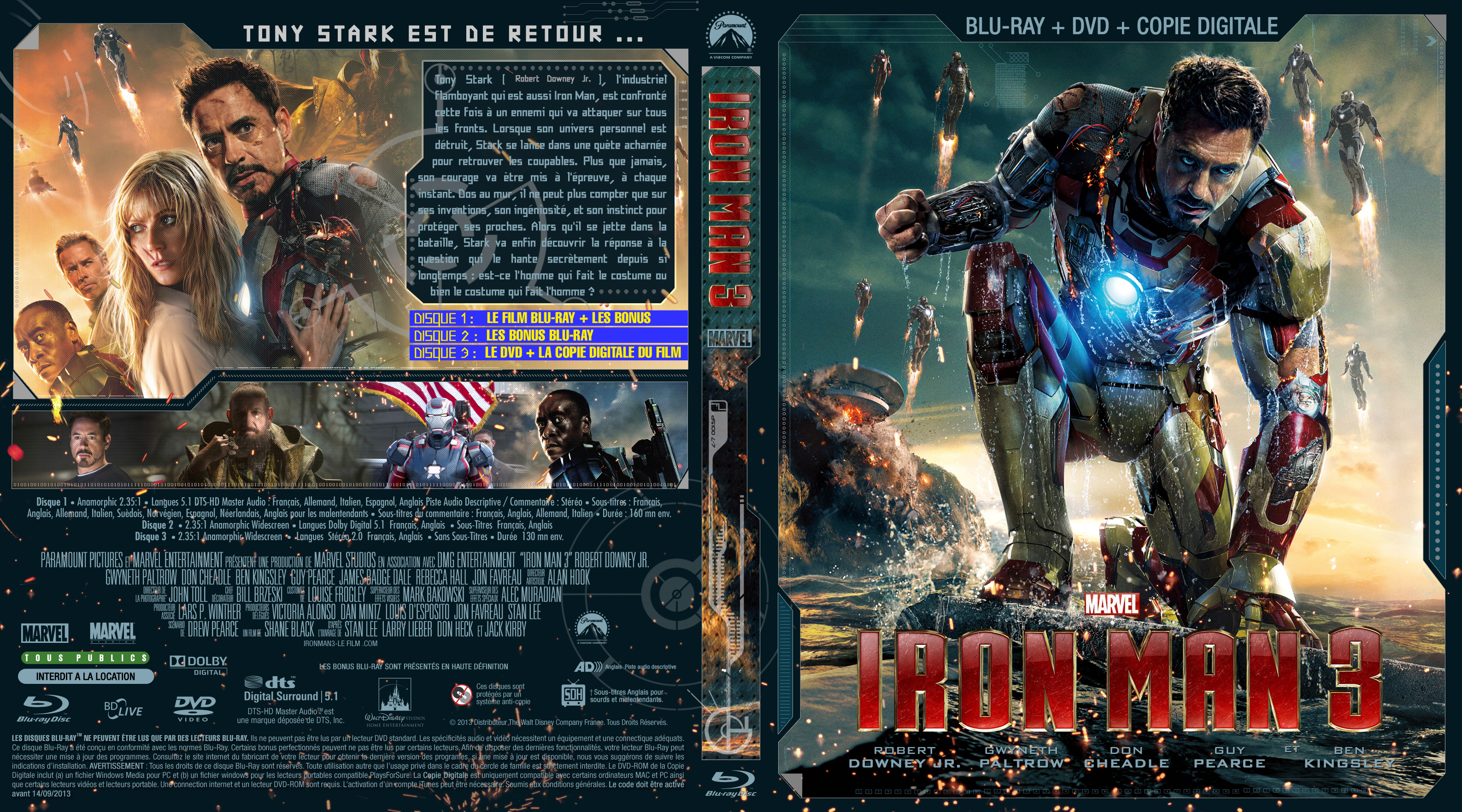 Jaquette DVD Iron man 3 custom (BLU-RAY)