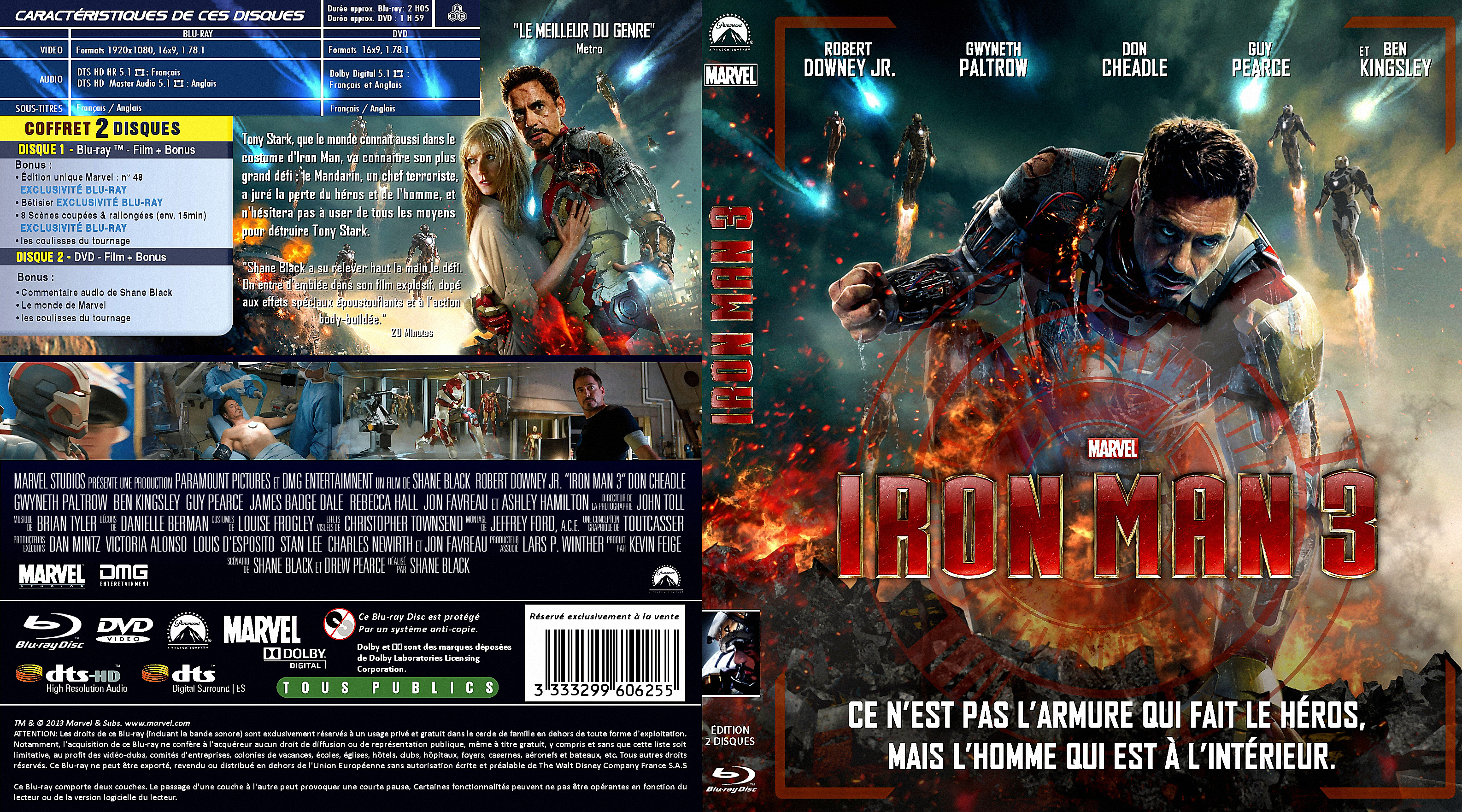 Jaquette DVD Iron man 3 custom (BLU-RAY) v2