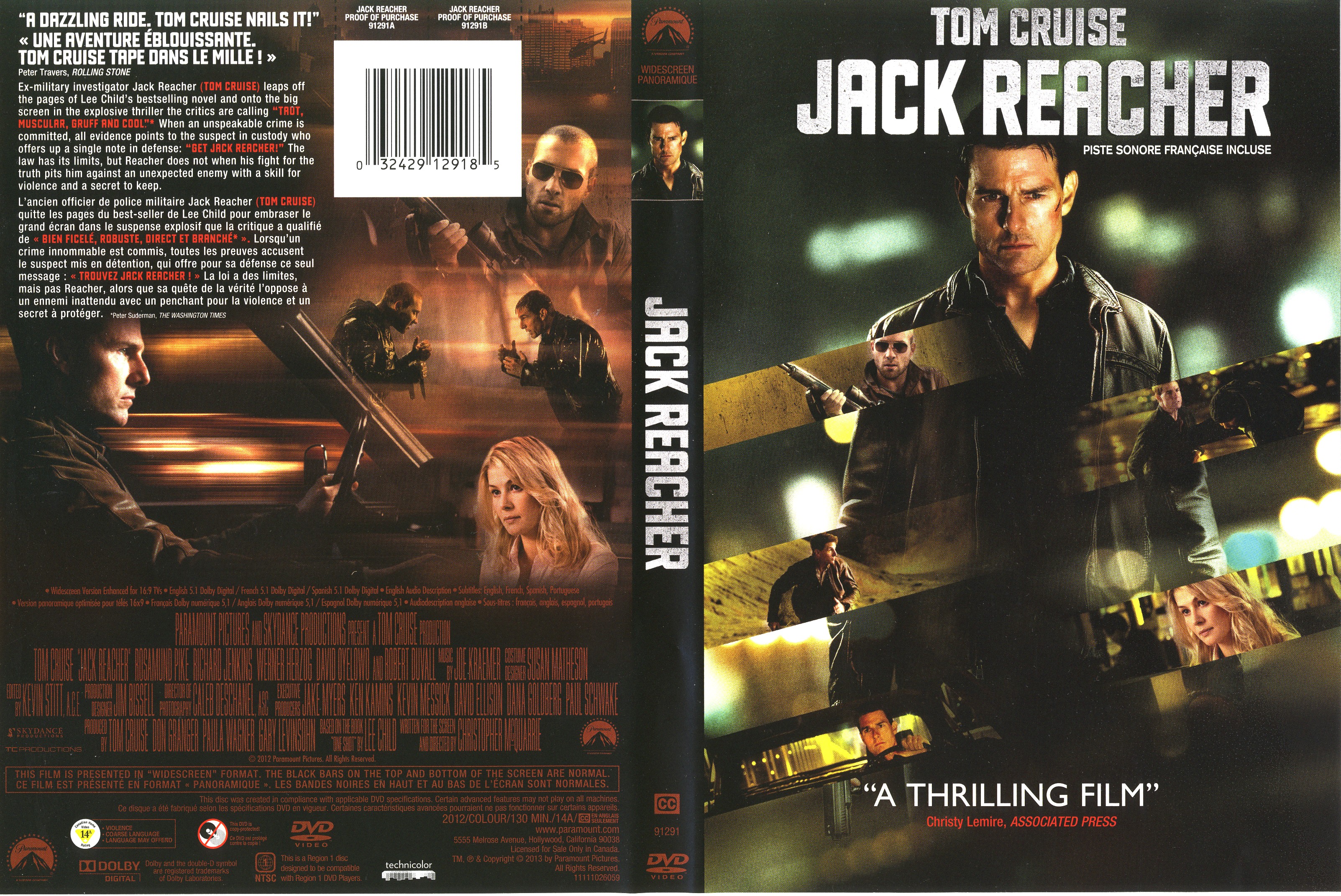 Jaquette DVD Jack Reacher (Canadienne)
