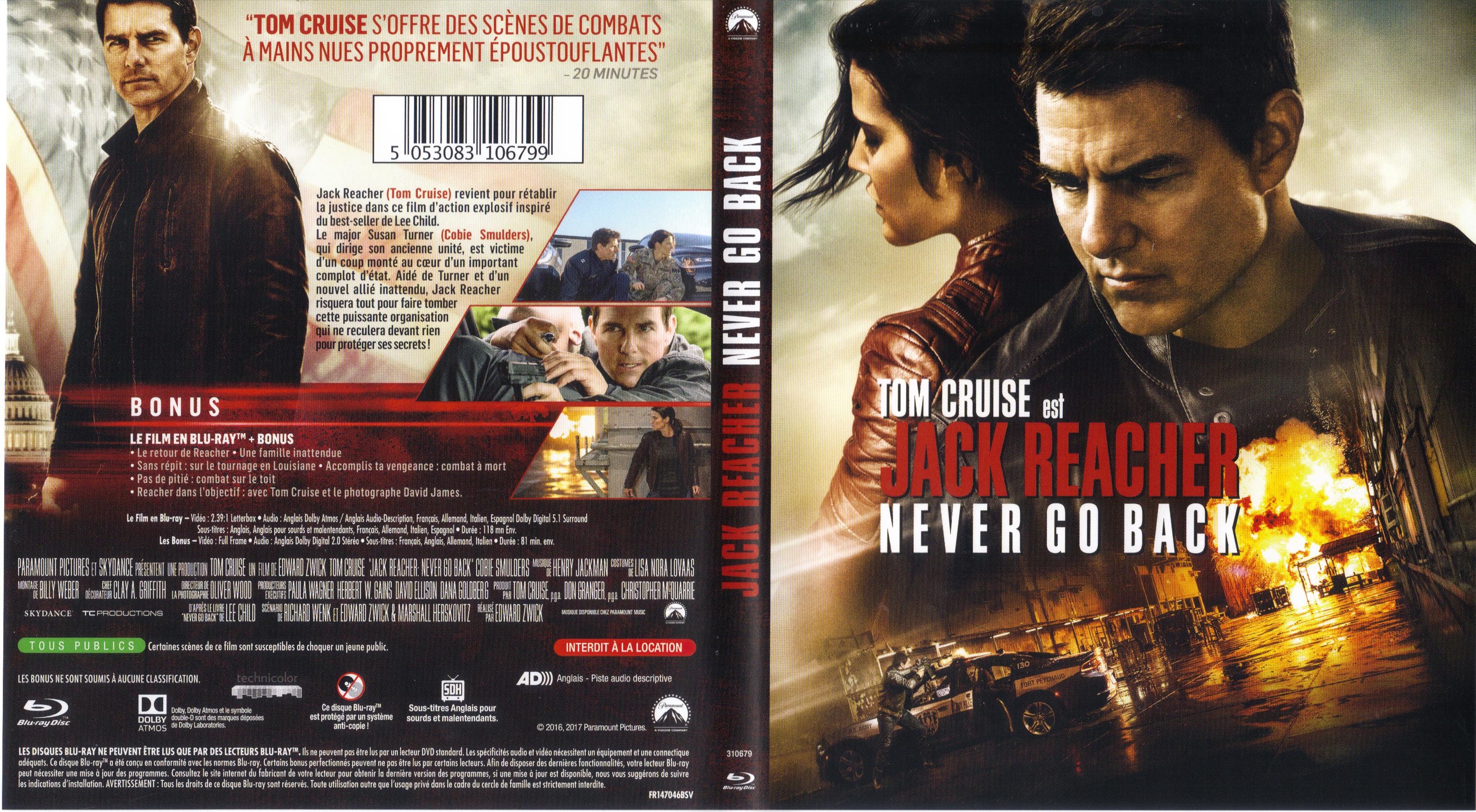Jaquette DVD Jack Reacher : Never Go Back (BLU-RAY)