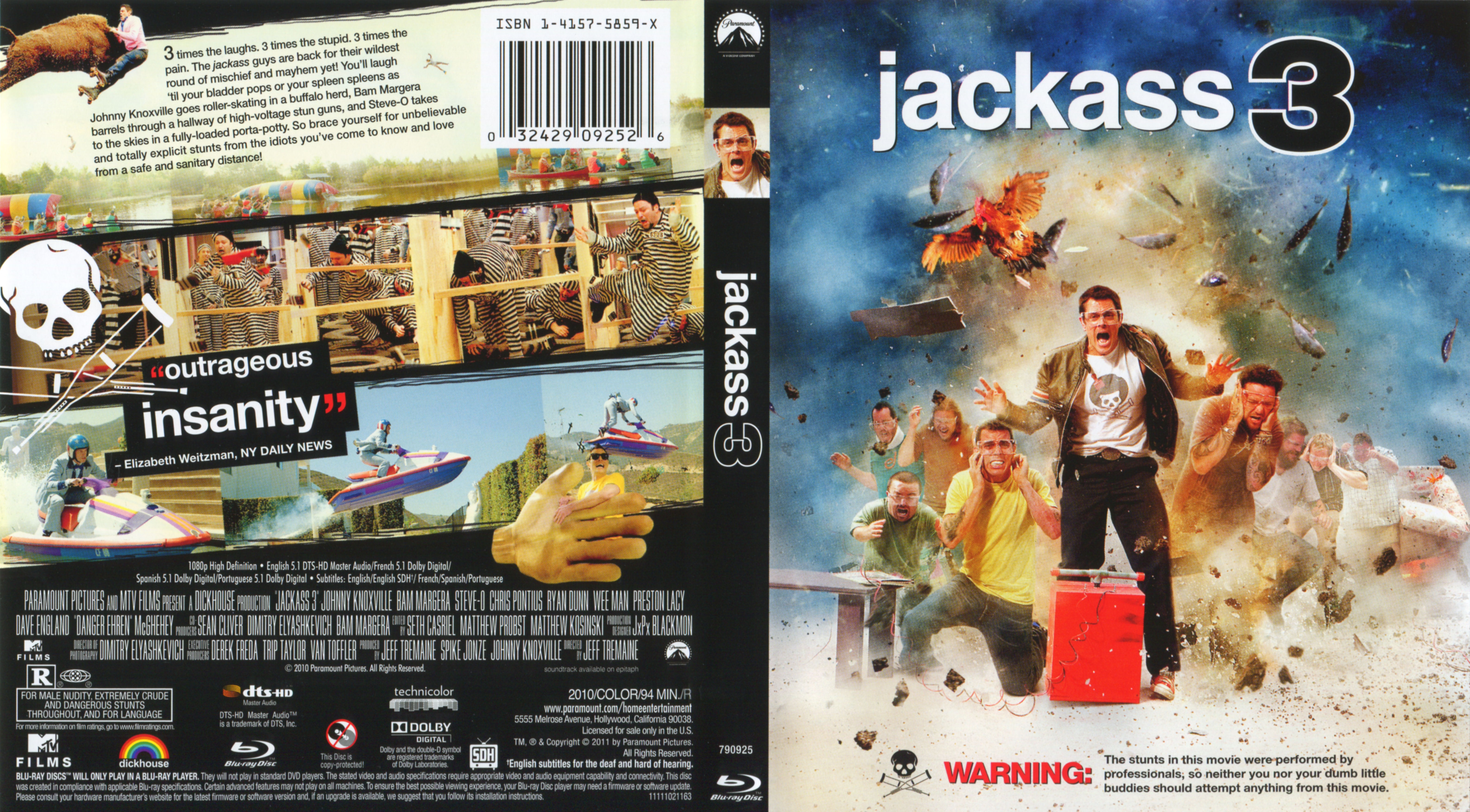 Jaquette DVD Jackass 3 Zone 1 (BLU-RAY)